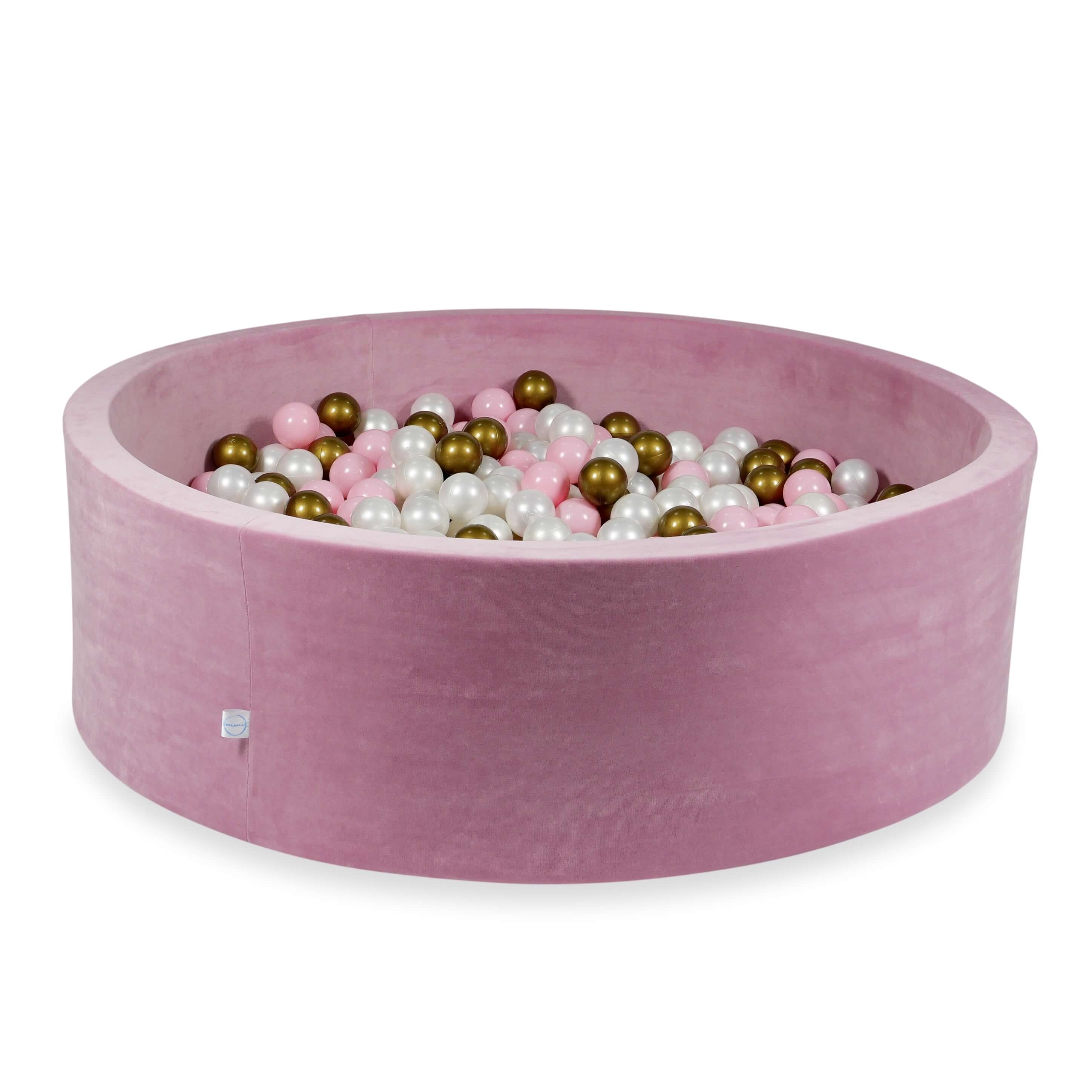 Piscine à balles en velours velvet soft rose 130x40 cm avec 700 balles