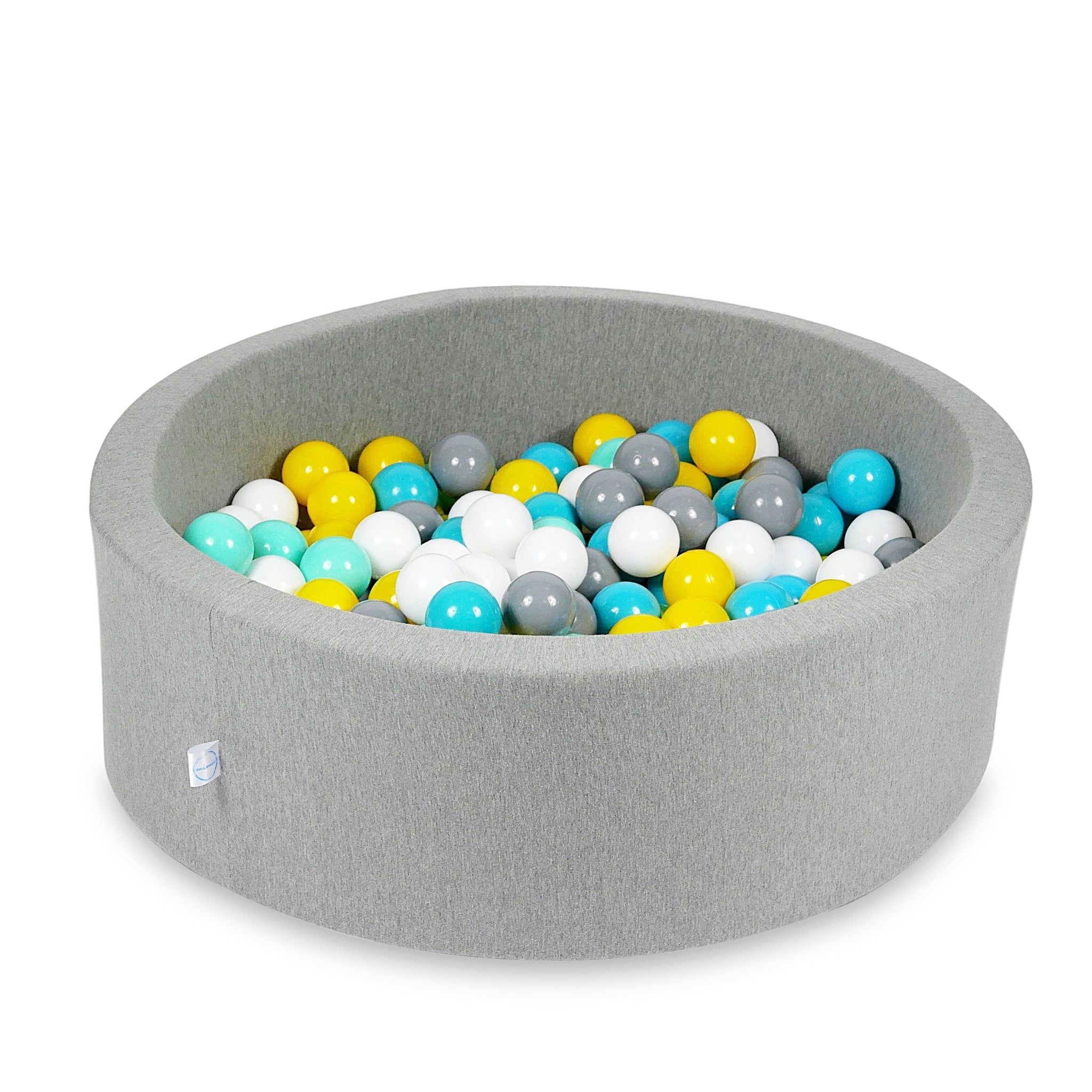 Schaumstoffspielbereich mit Hügel und kleinem grauen Pool + 100 Bälle (metallic türkis, türkis, grau, weiß)