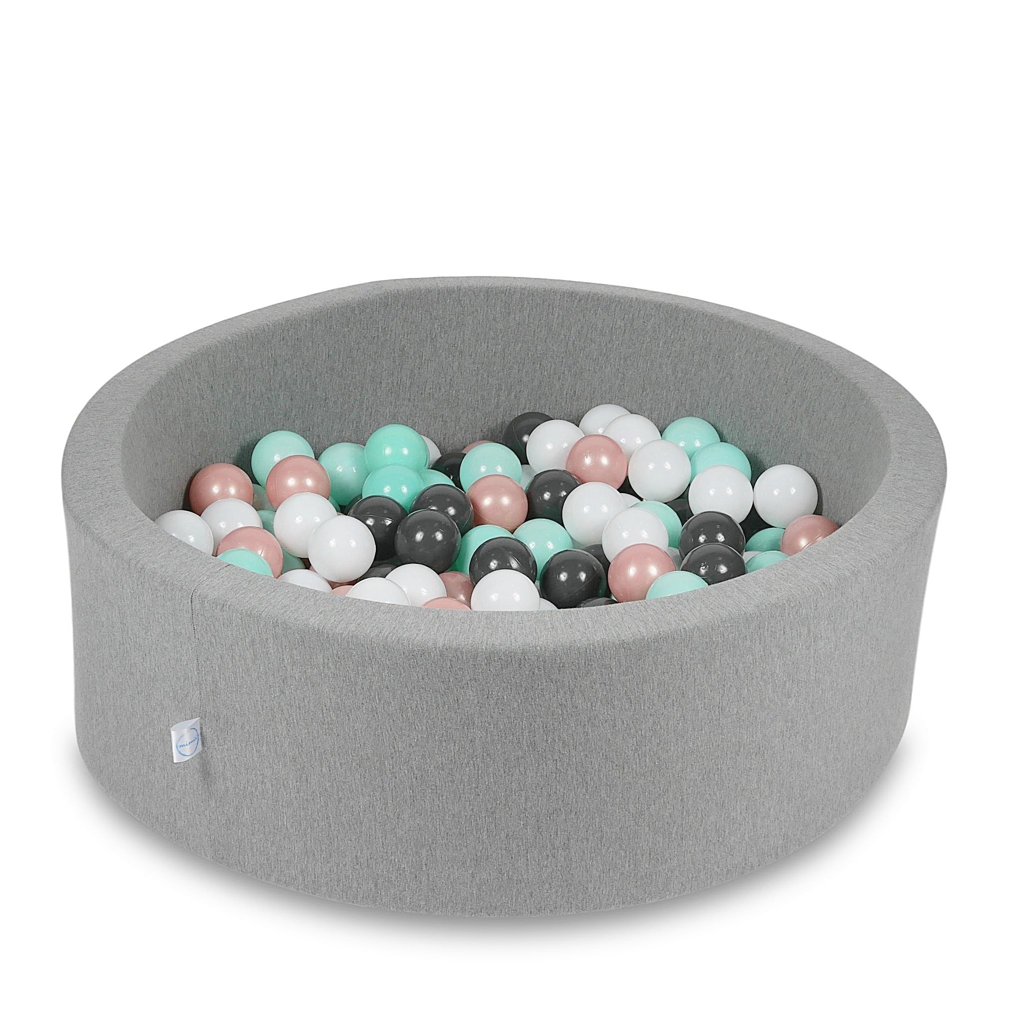 Schaumstoffspielbereich mit Hügel und kleinem grauen Pool + 100 Bälle (metallic türkis, türkis, grau, weiß)