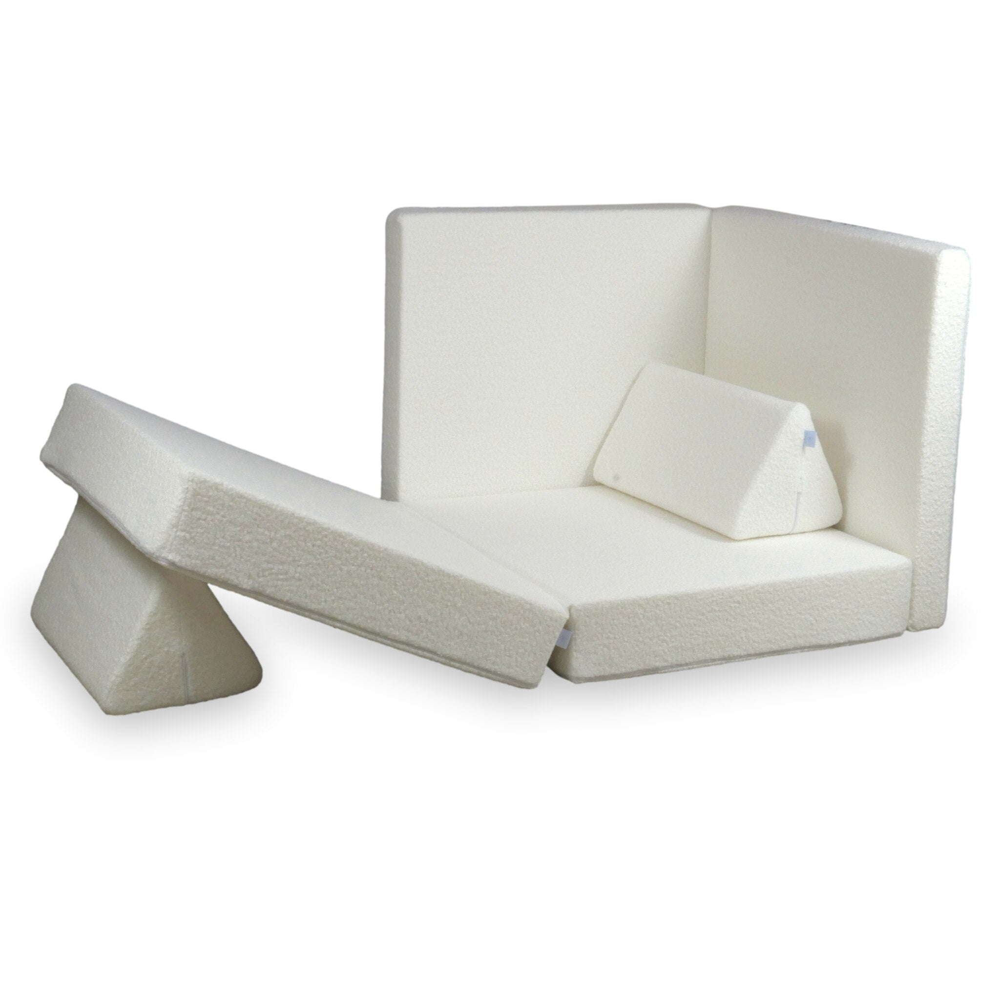 Montessori Comfort Bouclé Weißes Spielsofa