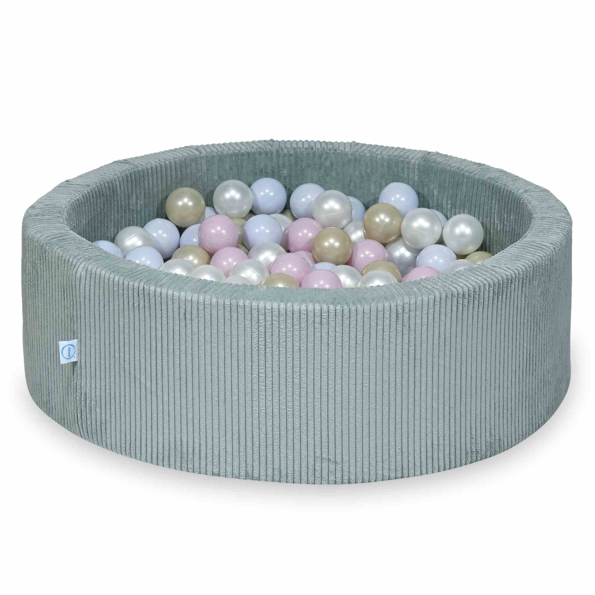 Schaumstoff-Spielbereich mit rundem, geriffeltem, hellmintfarbenem Pool (90 x 30 cm) + 5 Elementen + 200 Bällen