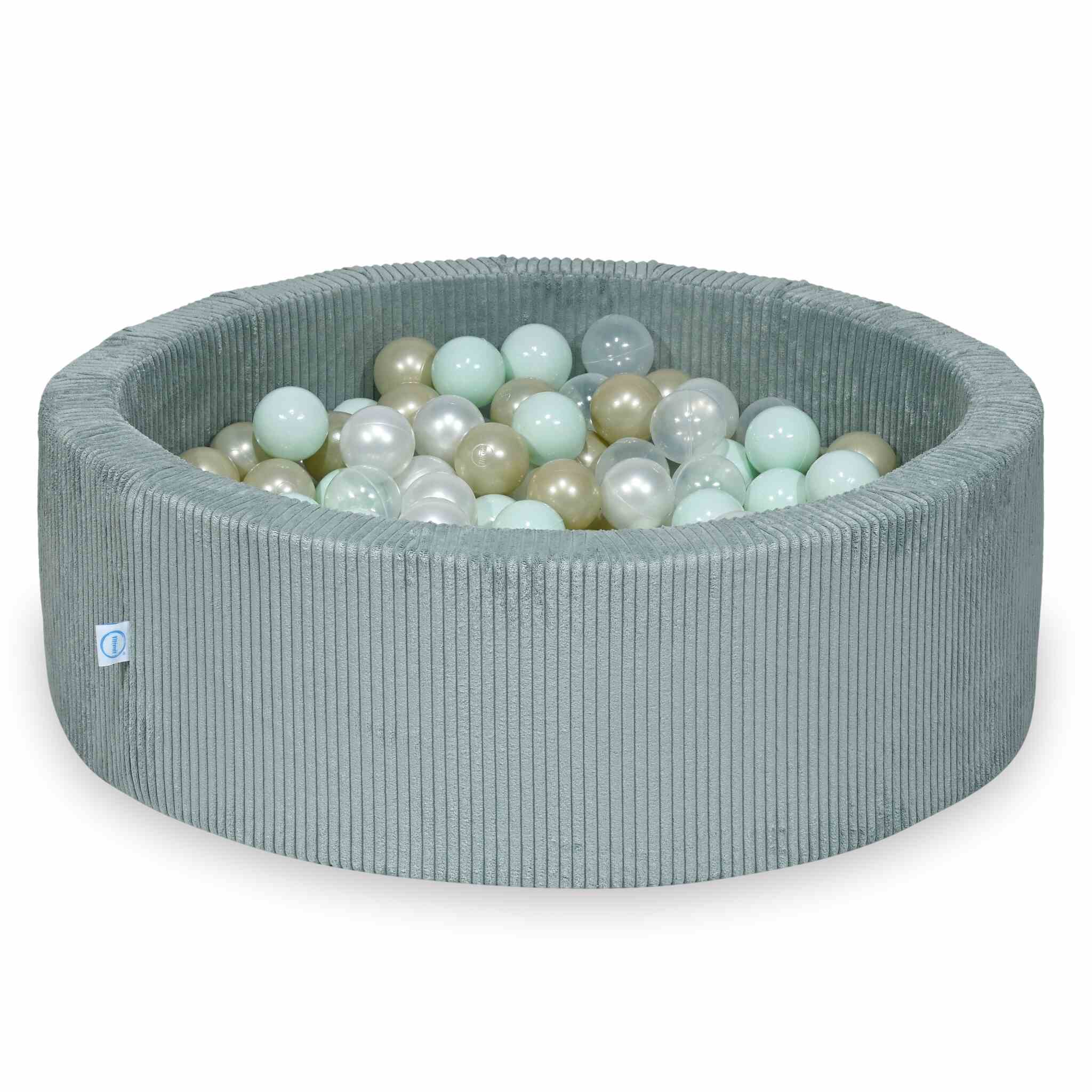 Schaumstoff-Spielbereich mit rundem, geriffeltem, hellmintfarbenem Pool (90 x 30 cm) + 5 Elementen + 200 Bällen
