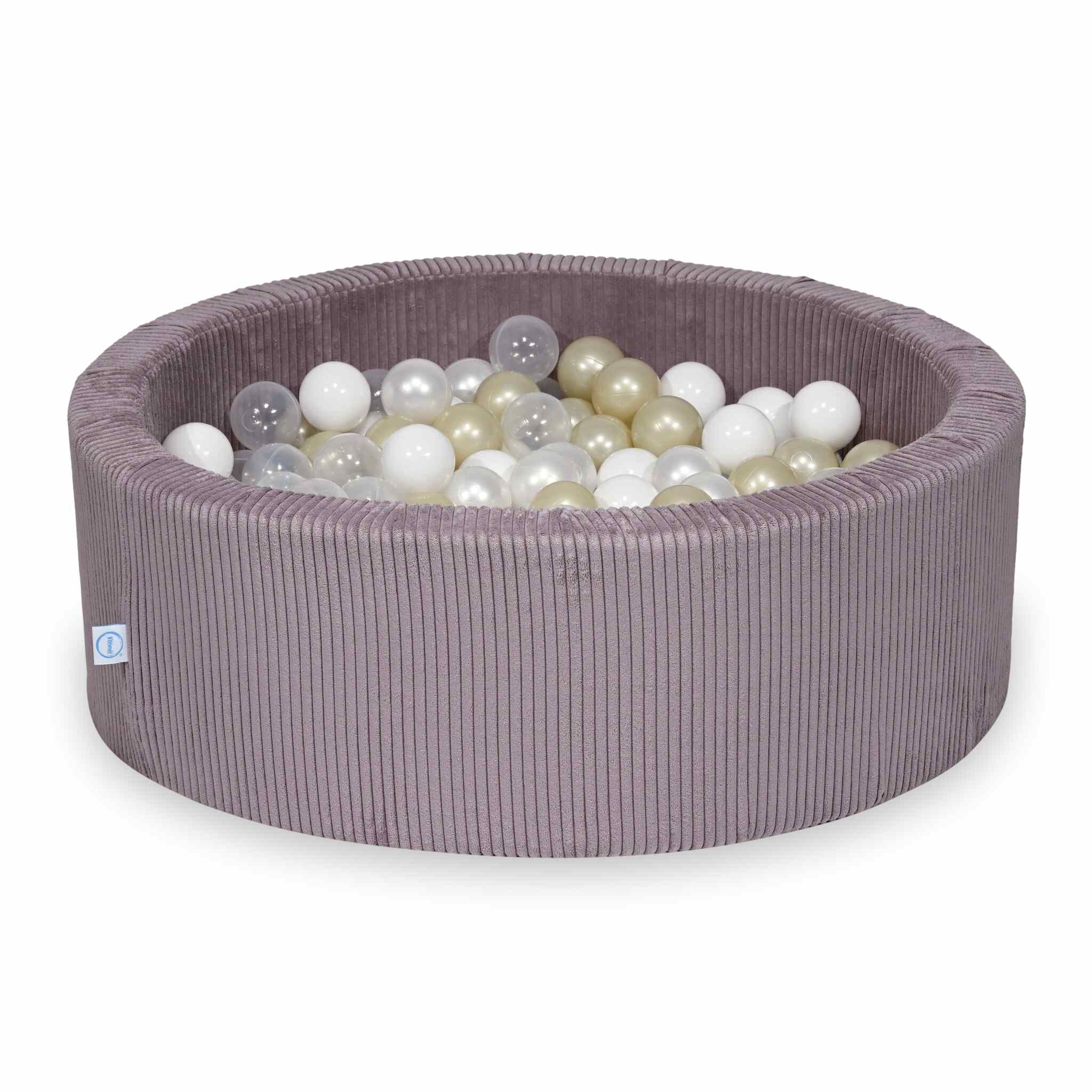 Schaumstoffspielbereich mit rundem, geripptem, lavendelfarbenem Pool (90 x 30 cm) + 5 Spielelementen + 200 Bällen