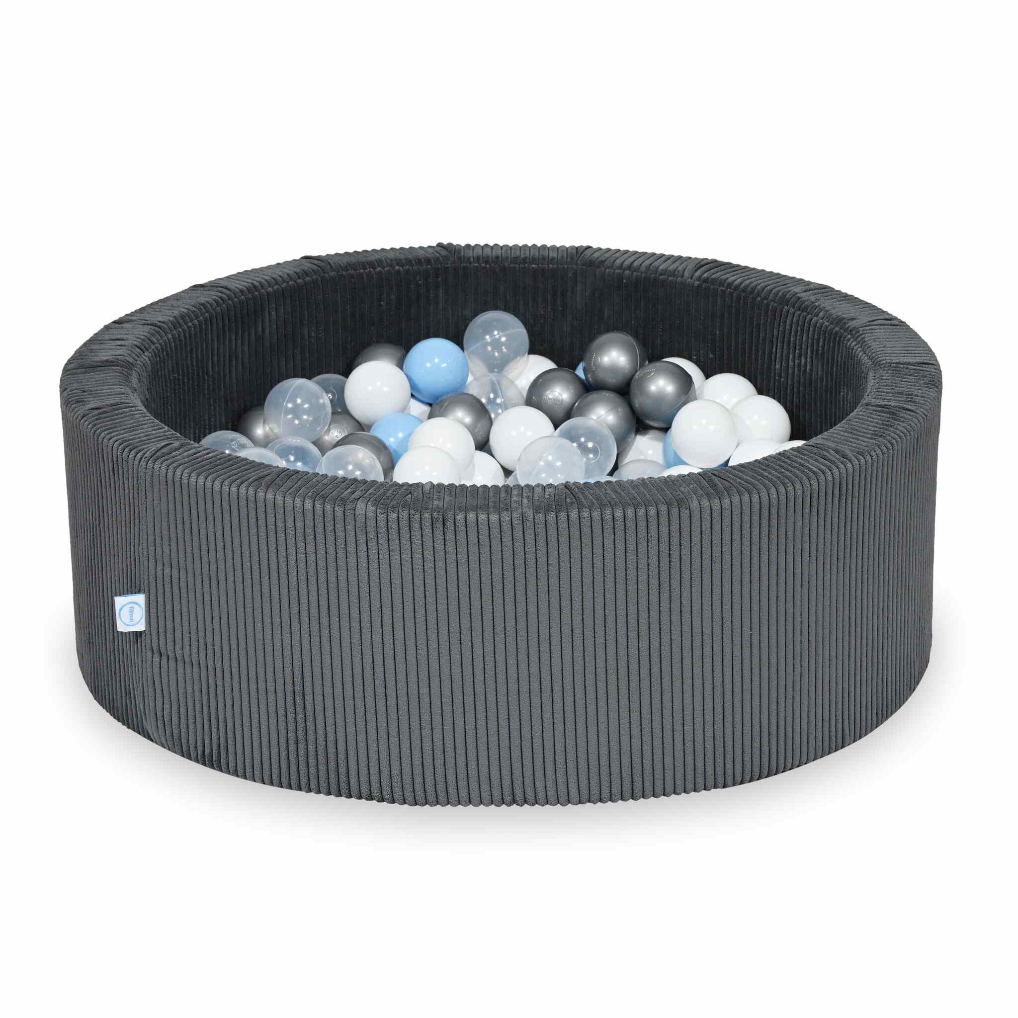 Schaumstoff-Spielbereich mit rundem, geripptem Graphitbecken (90 x 30 cm) + 5 Elementen + 200 Bällen
