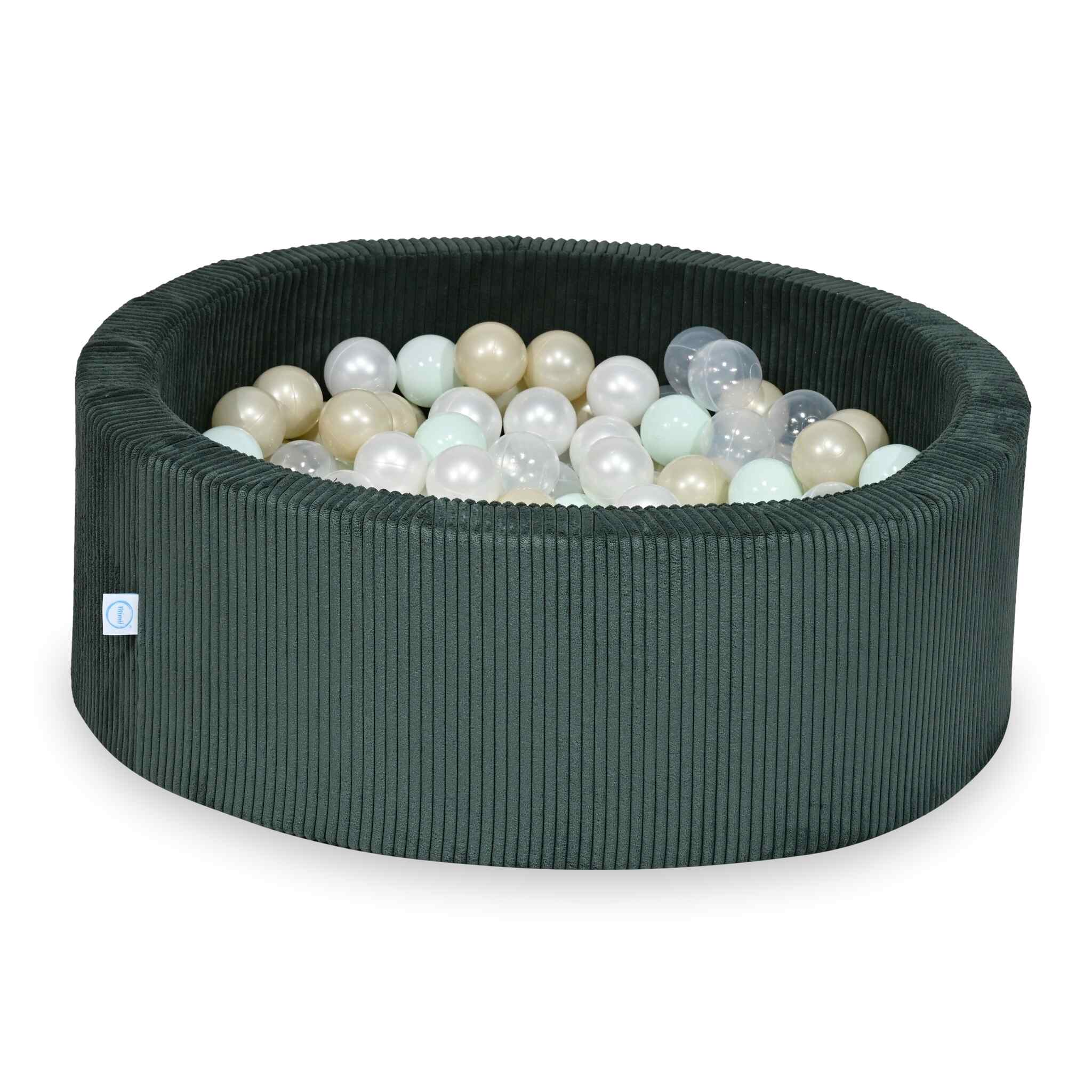 Schaumstoffspielbereich mit rundem, 90x30 cm großem, grün geripptem Pool + 5 Elementen + 200 Bällen