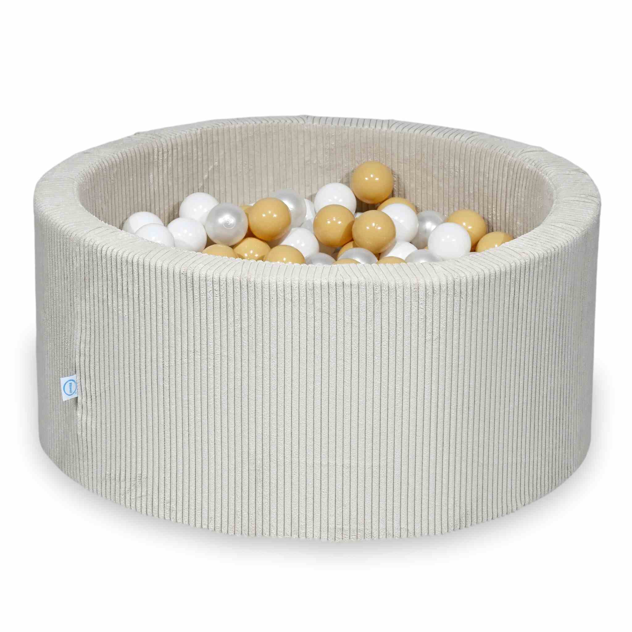 Piscine à balles en velours côtelé beige 90x40 cm avec 300 balles