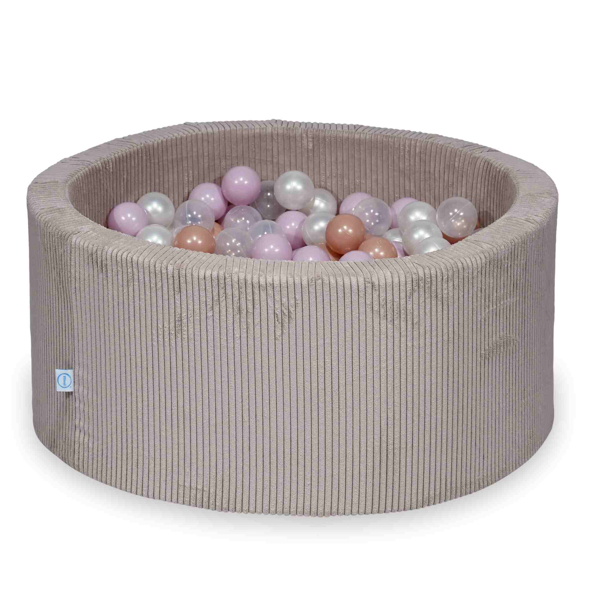 Piscine à balles en velours côtelé rose clair 90x40 cm avec 300 balles