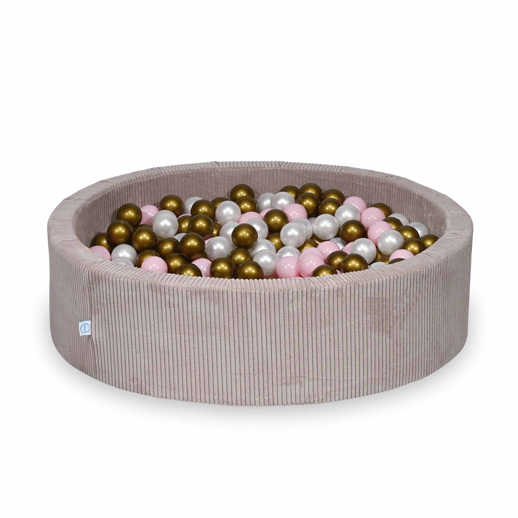 Piscine à balles en velours côtelé côtelé rose clair 110x30 cm avec 400 balles