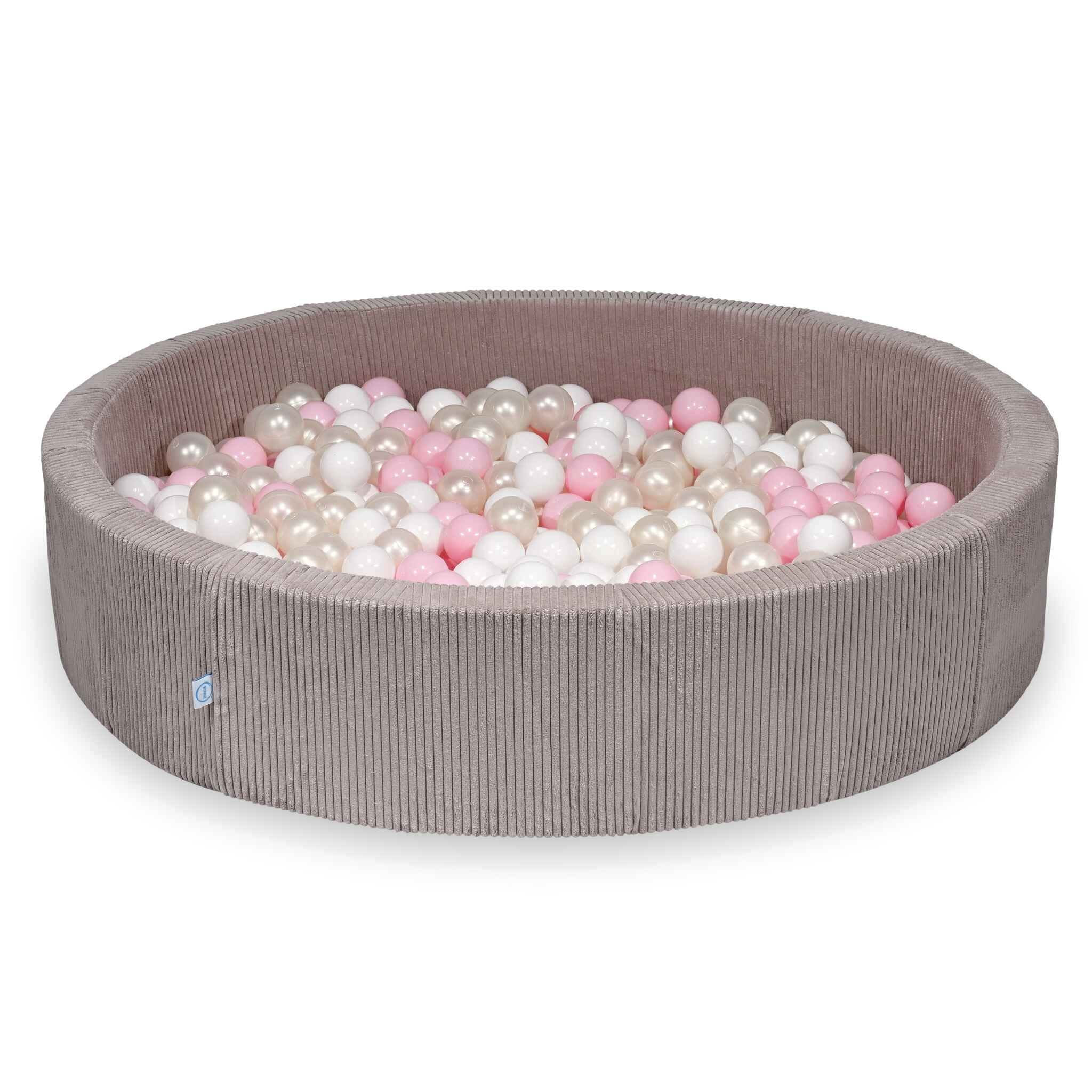 Piscine à balles en velours côtelé côtelé rose clair 130x30 cm avec 600 balles