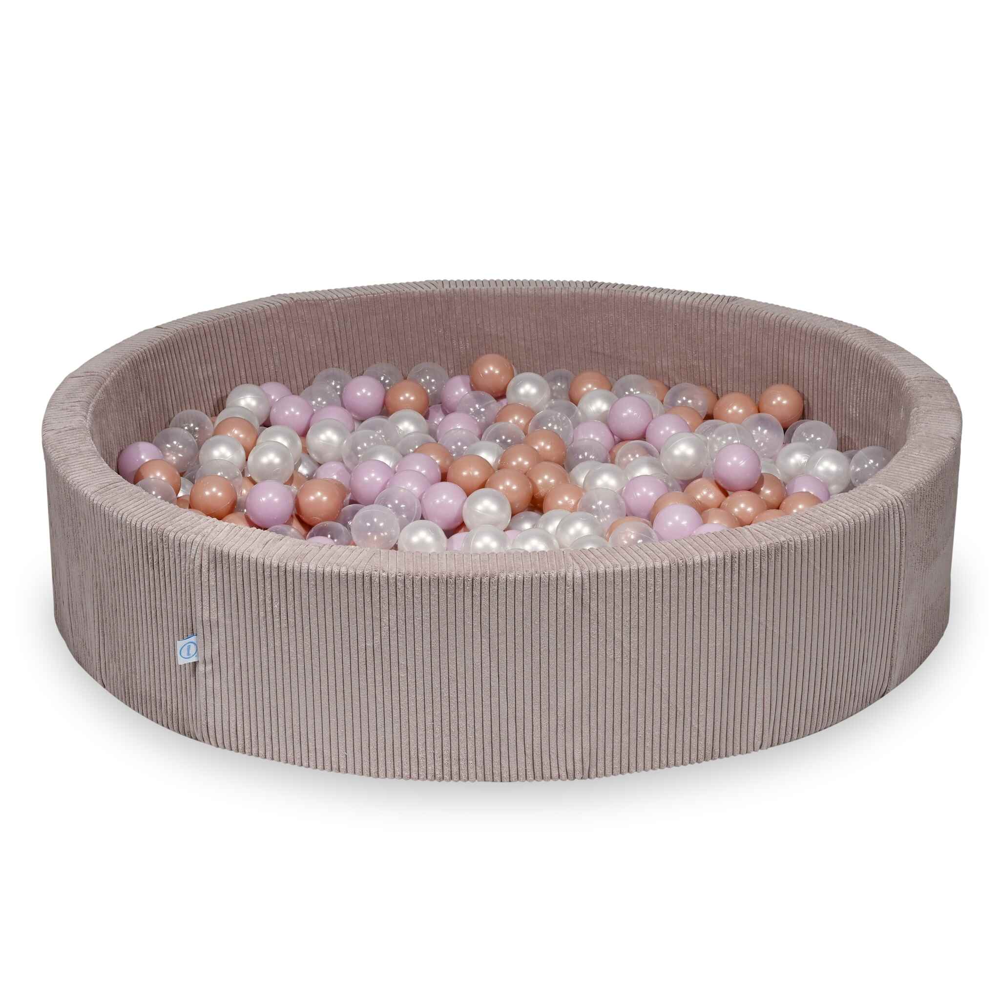 Piscine à balles en velours côtelé côtelé rose clair 130x30 cm avec 600 balles