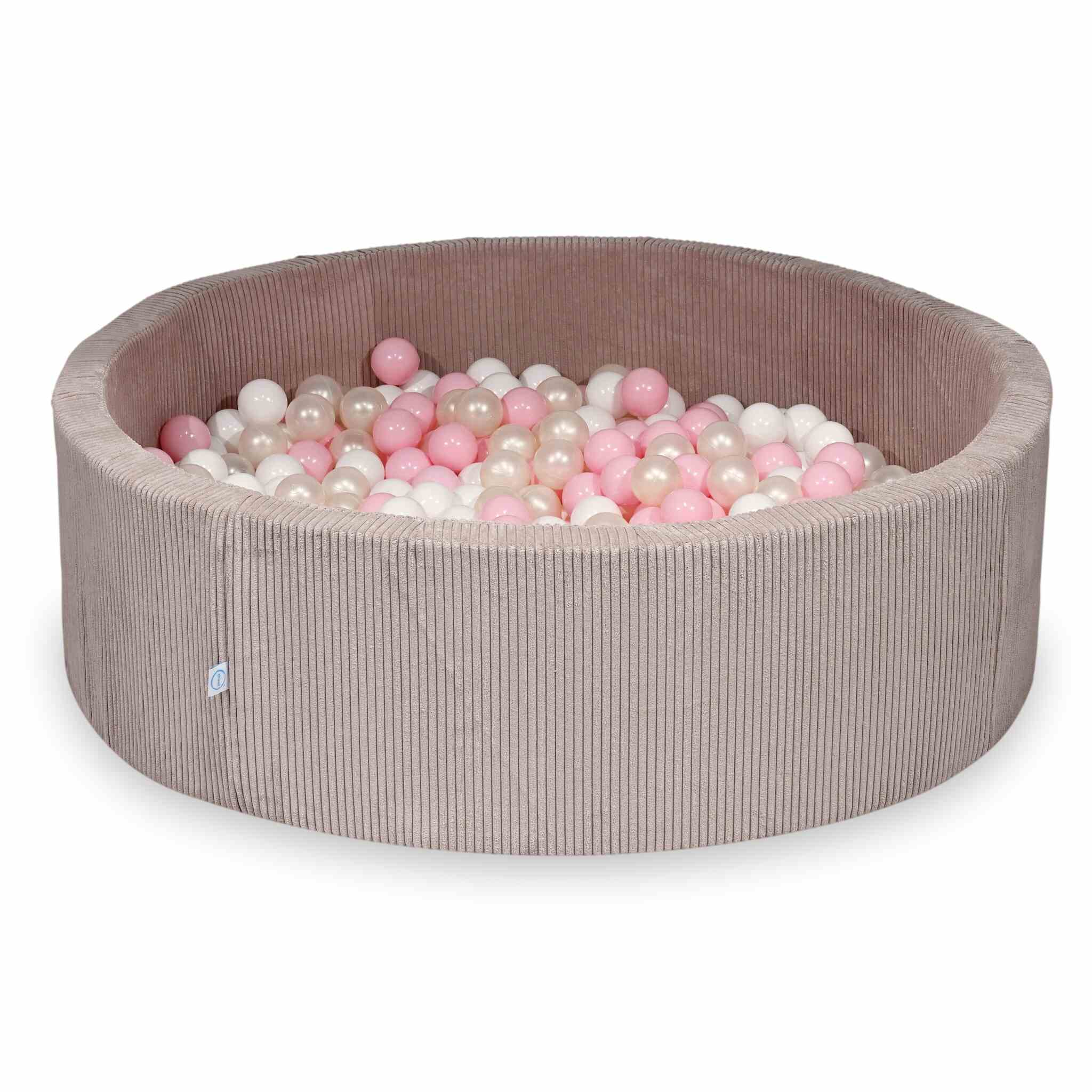 Piscine à balles en velours côtelé côtelé rose clair 130x40 cm avec 700 balles