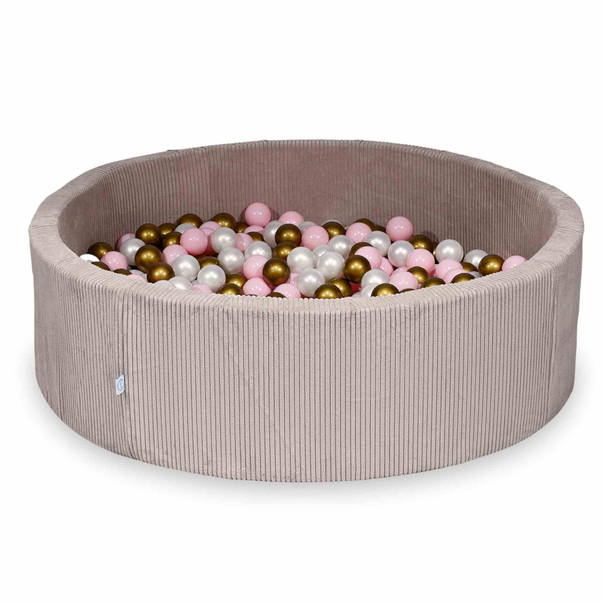 Piscine à balles en velours côtelé côtelé rose clair 130x40 cm avec 700 balles