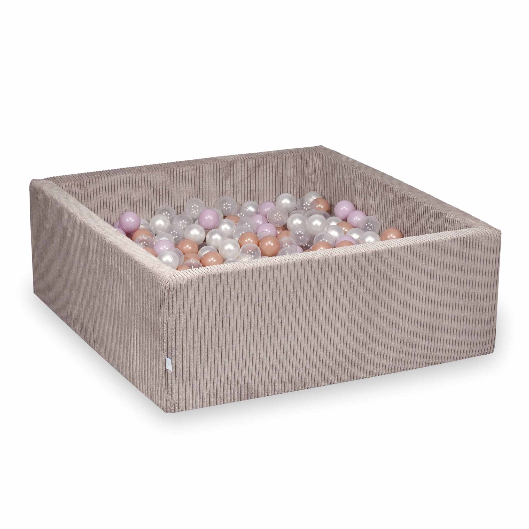 Piscine à balles carrée 110x110x40 cm en velours côtelé Rose clair, 600 balles