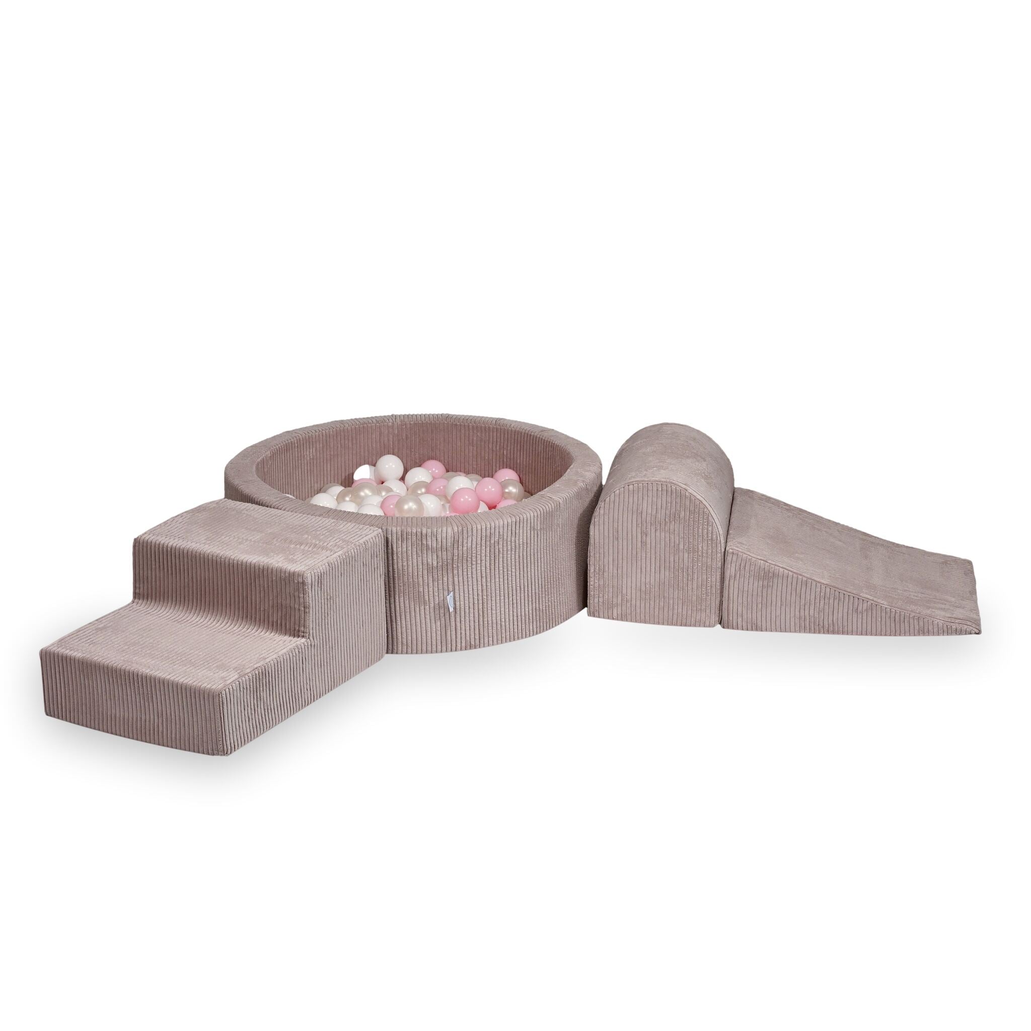 Schaumstoffspielbereich mit rundem, geriffeltem, hellrosa Pool (90 x 30 cm) + 200 Bällen