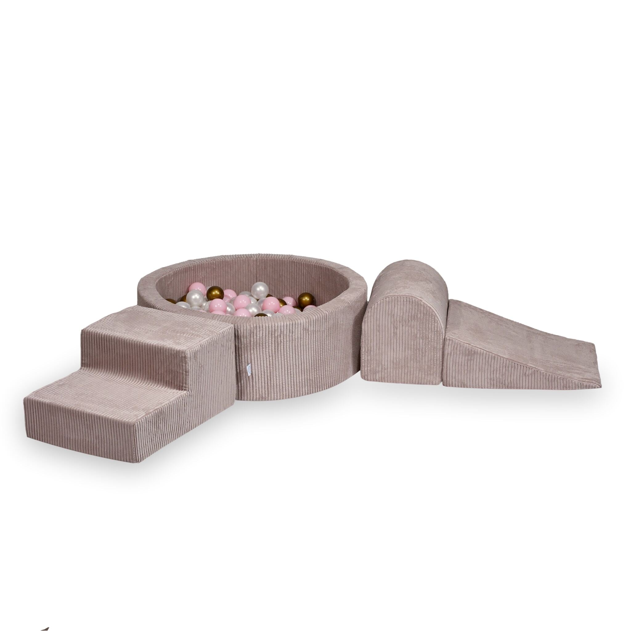 Schaumstoffspielbereich mit rundem, geriffeltem, hellrosa Pool (90 x 30 cm) + 200 Bällen
