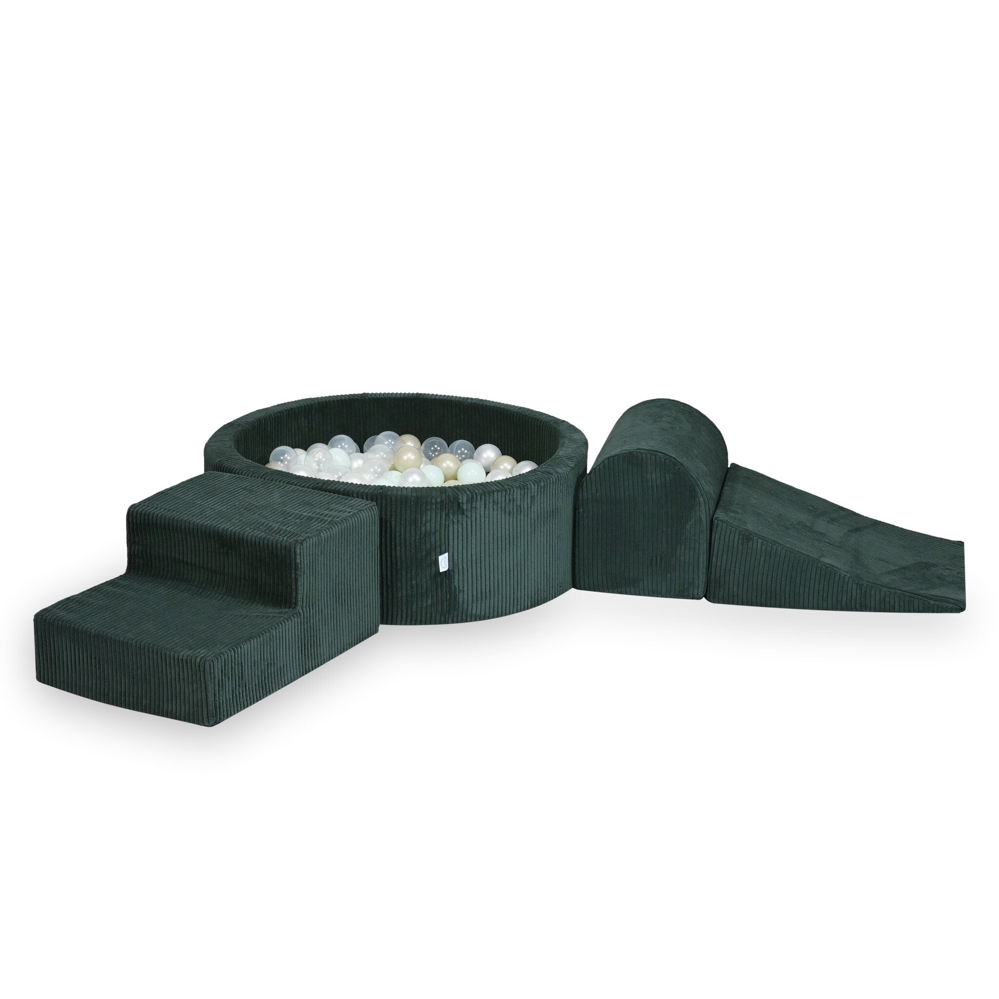 Schaumstoffspielbereich mit rundem, 90x30 cm großem, grün geripptem Pool + 200 Bällen