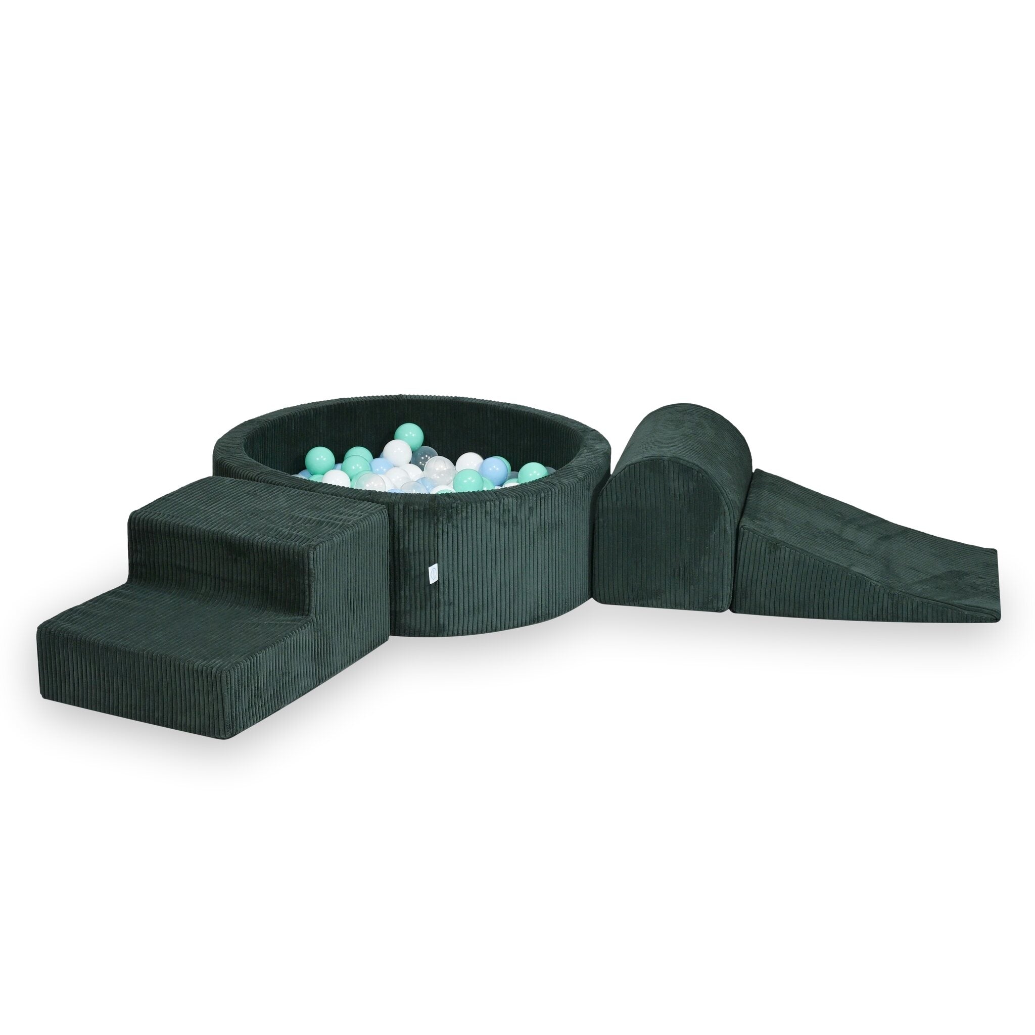 Schaumstoffspielbereich mit rundem, 90x30 cm großem, grün geripptem Pool + 200 Bällen