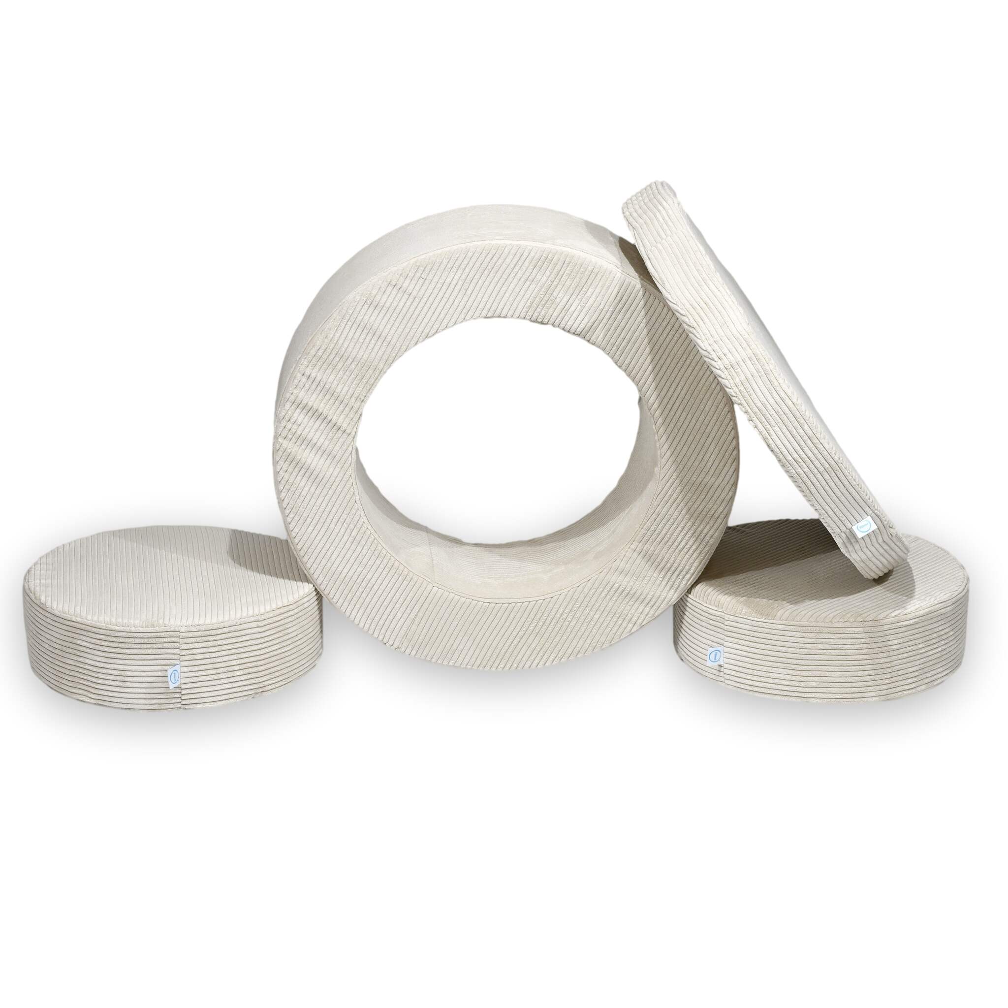 Donut Pouf Modularer 4-teiliger Spielpouf aus Cord