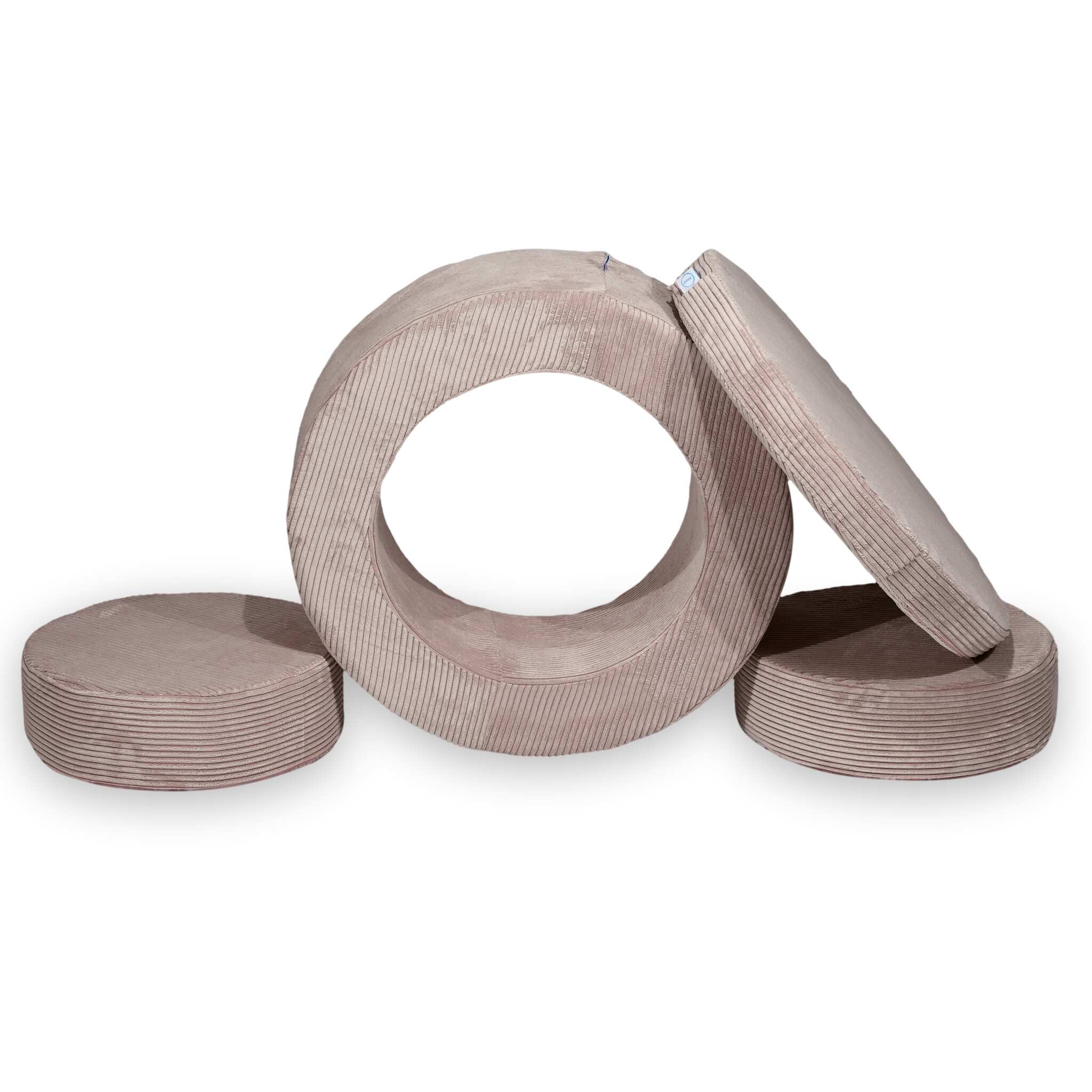 Donut Pouf Modularer 4-teiliger Spielpouf aus Cord