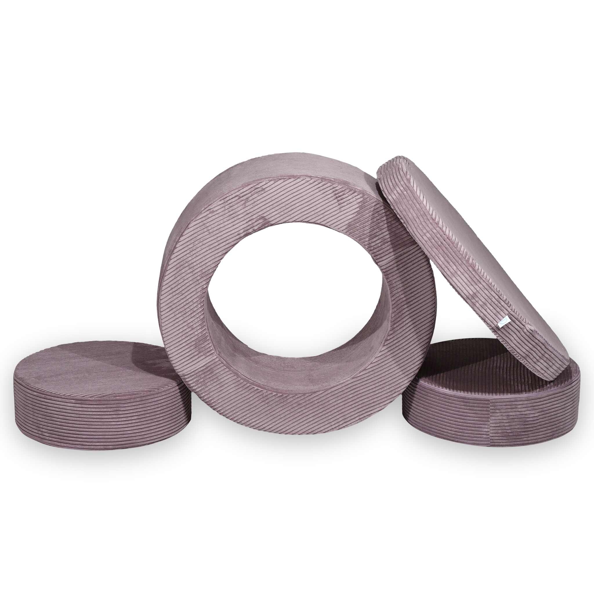 Donut Pouf Modularer 4-teiliger Spielpouf aus Cord