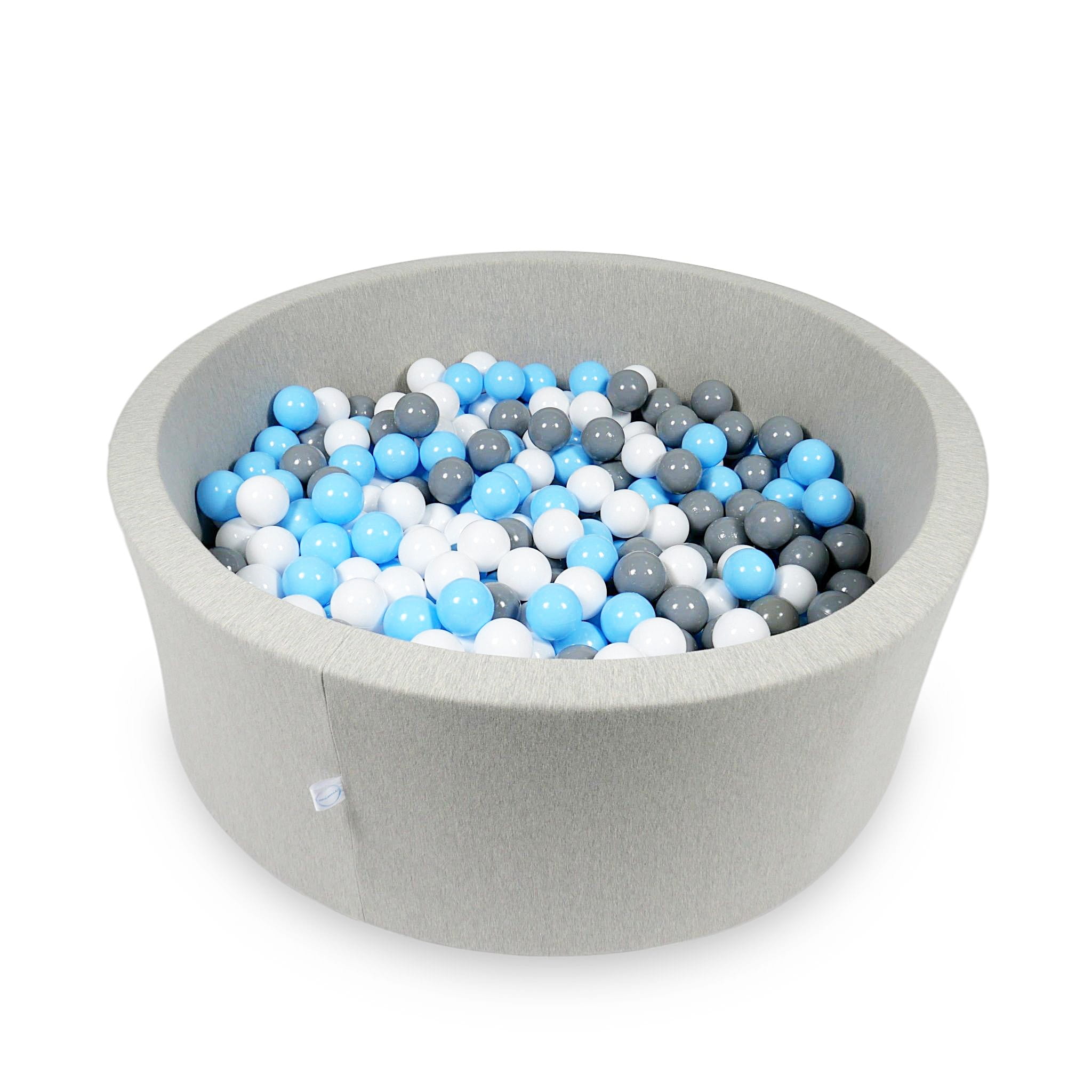 110x40cm hellgraues Bällebad mit 500 Bällen (hellblau, weiß, grau)