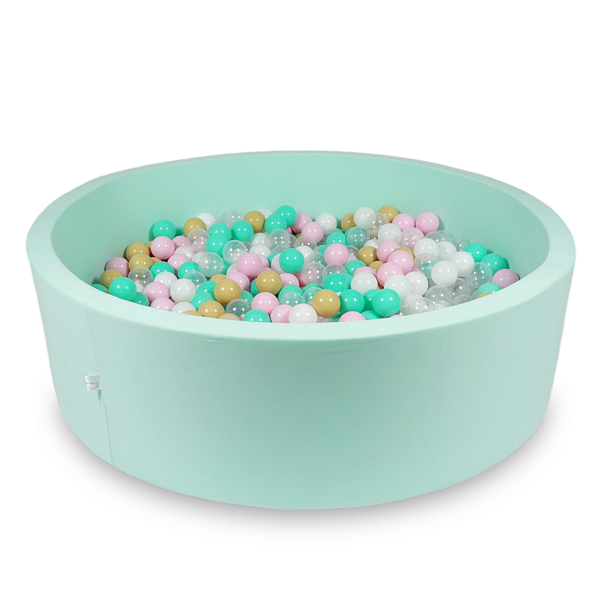 Bällebad 130x40cm, mintgrün, mit 700 Bällen (weiß, hellrosa, transparent, beige, mintgrün)