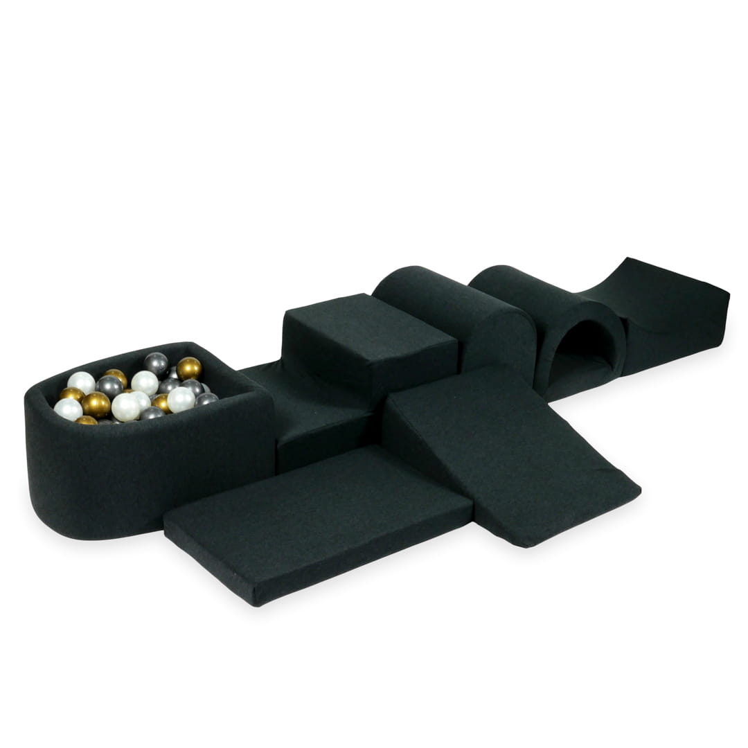 Größter Schaumstoffspielbereich mit Mikrographitbecken + 100 Bälle (Altgold, Metallic-Graphit, Perlmutt)