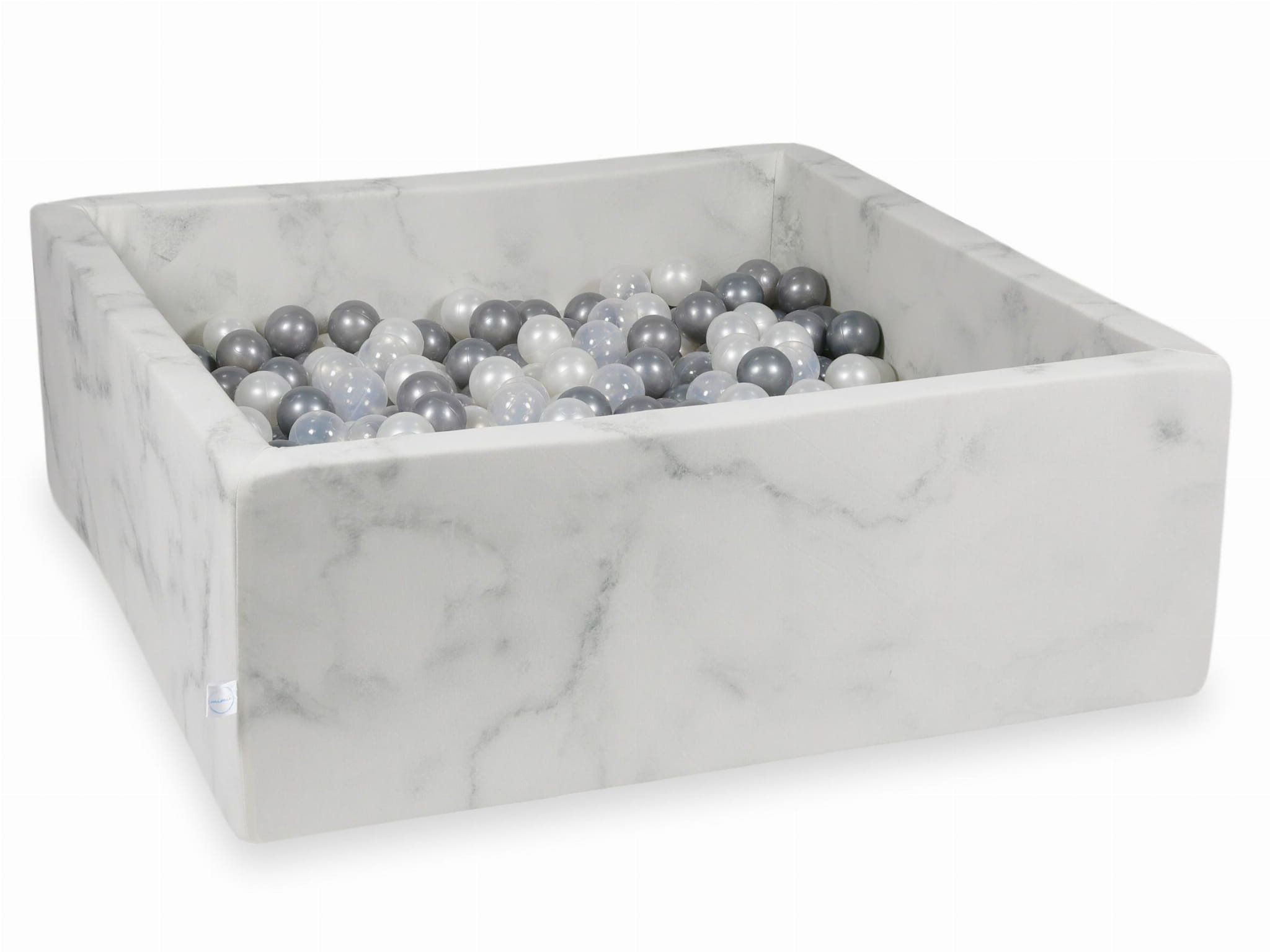 Kugelbad aus Marmor 110x110x40 mit 600 Kugeln (Perlmutt, transparent, silber)