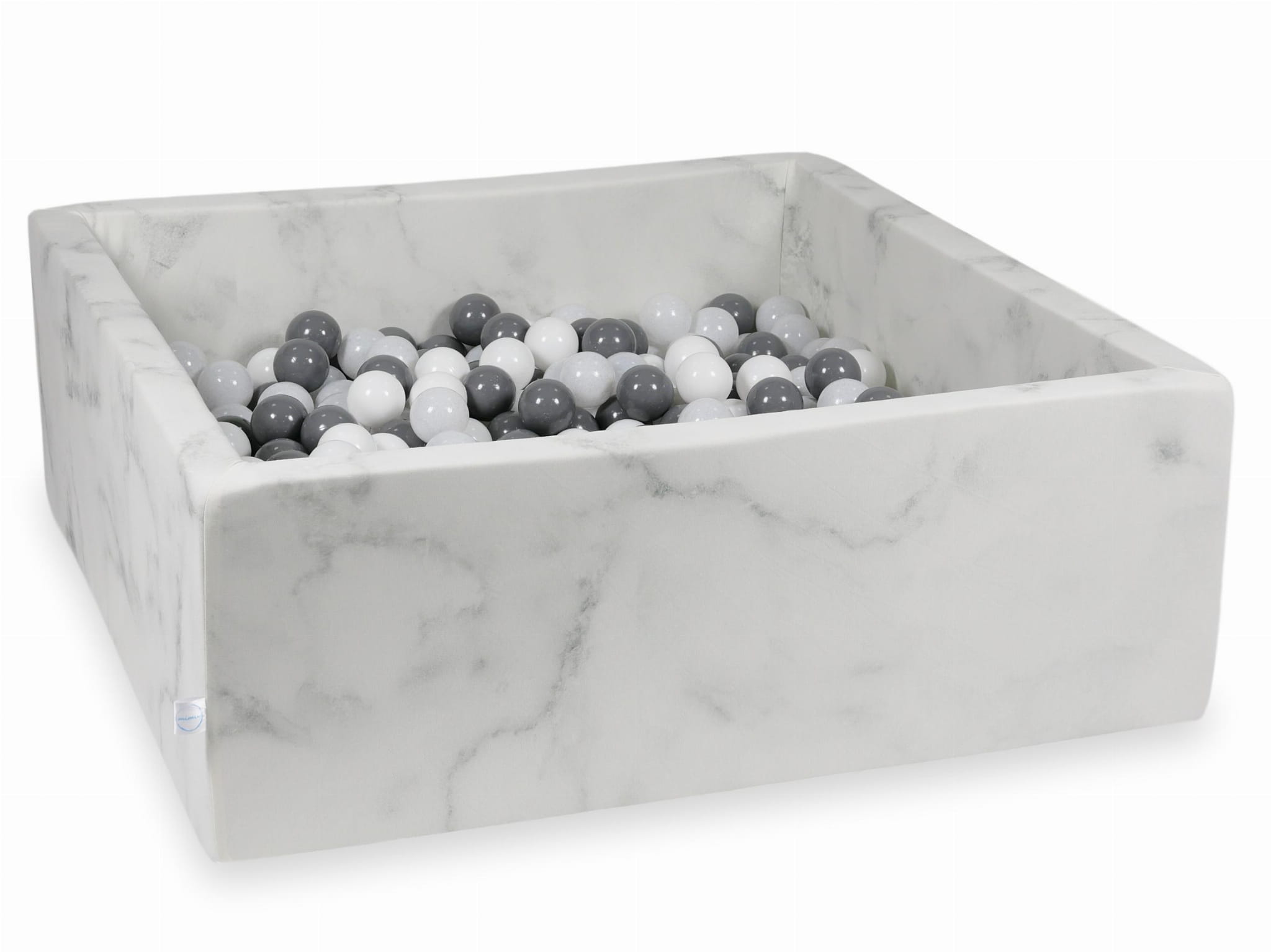 Kugelbad aus Marmor 110x110x40 mit 600 Kugeln (weiß, grau, weißer Pullover)