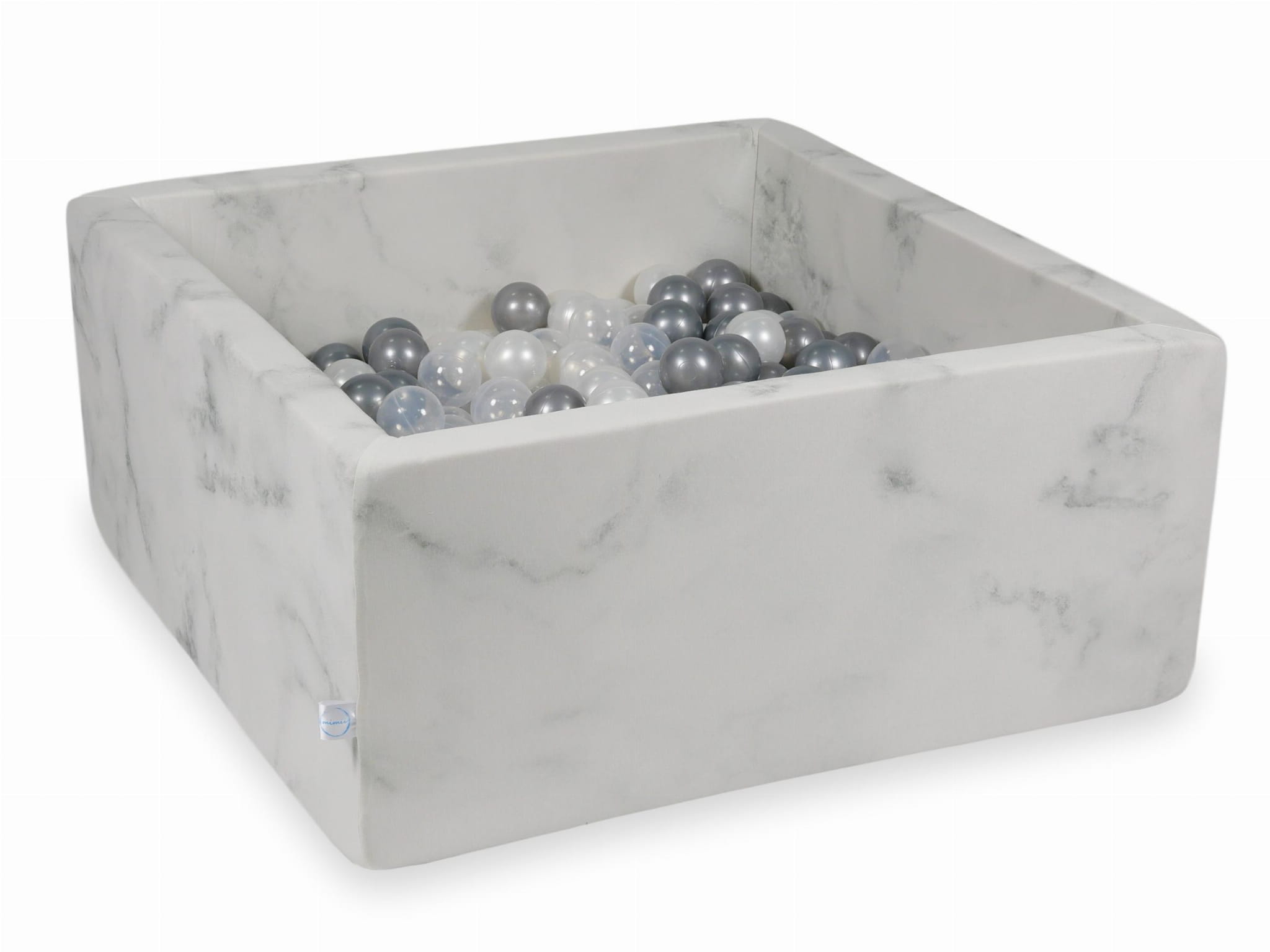 Kugelbad aus Marmor 90x90x40 mit 400 Kugeln (Perlmutt, transparent, silber)