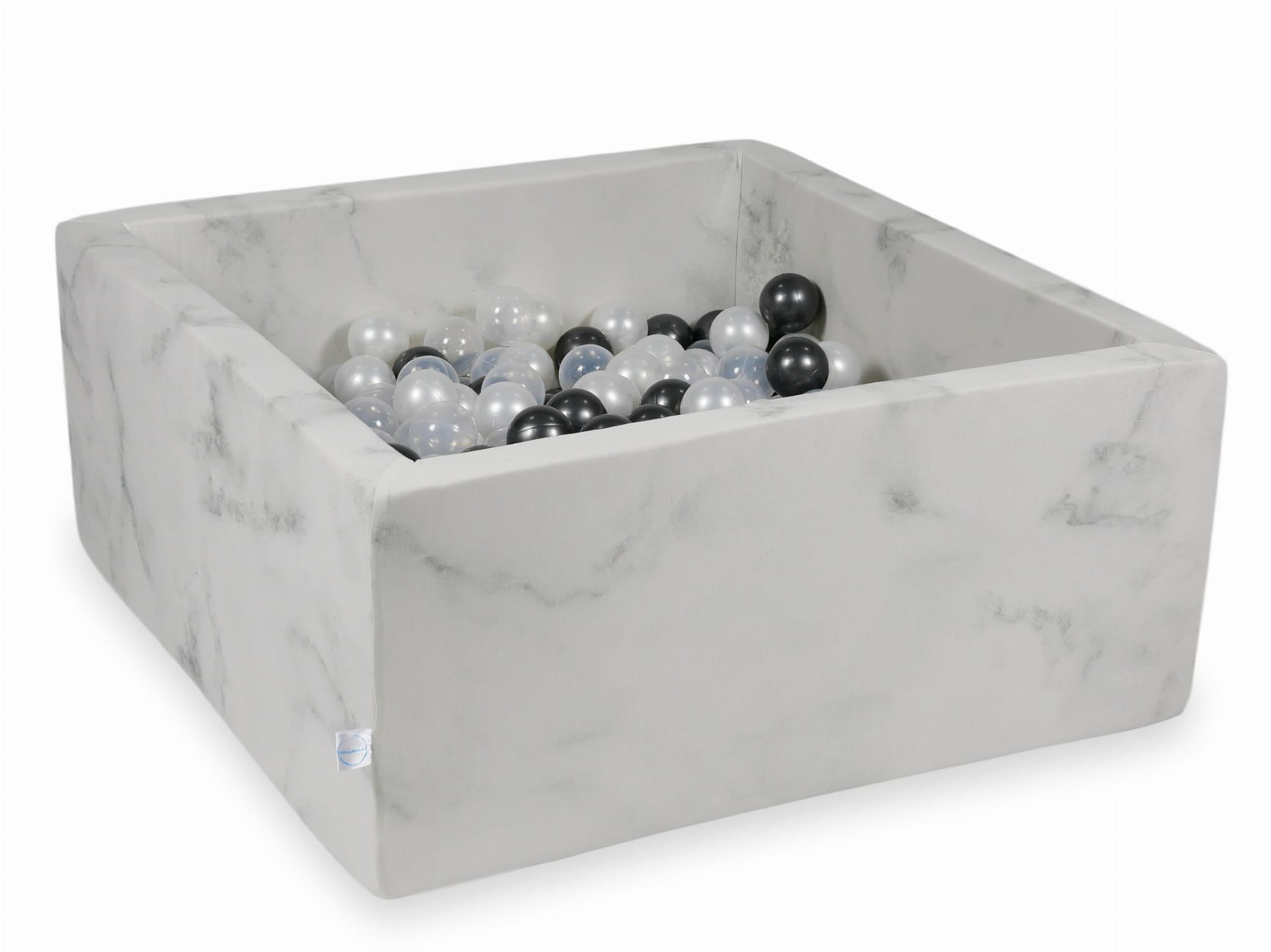 Kugelbad aus Marmor 90x90x40 mit 400 Kugeln (metallic Graphit, Perlmutt, transparent)