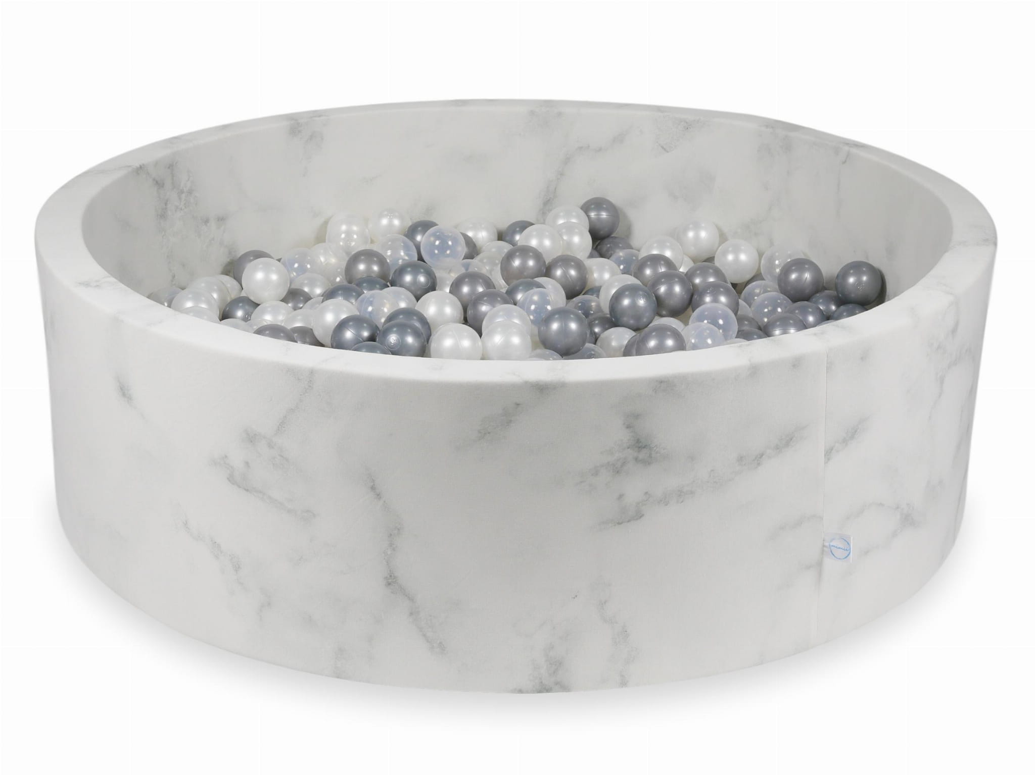 Kugelbad aus Marmor 130x40 mit 700 Kugeln (Perlmutt, transparent, silber)
