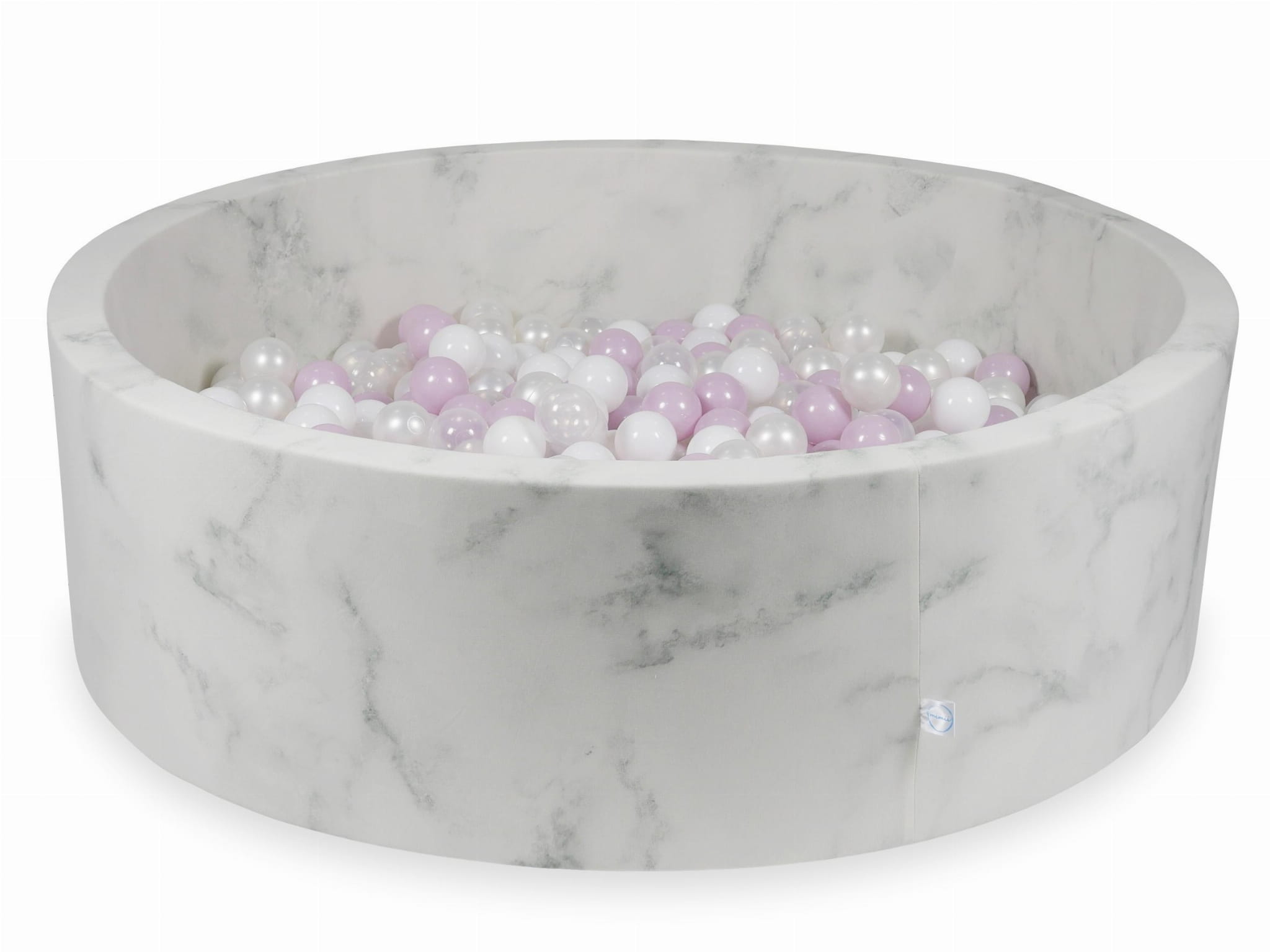 Bällebad aus Marmor, 130x40 cm, mit 700 Bällen (hellrosa Perlmutt, weiß, transparent, Perlmutt)