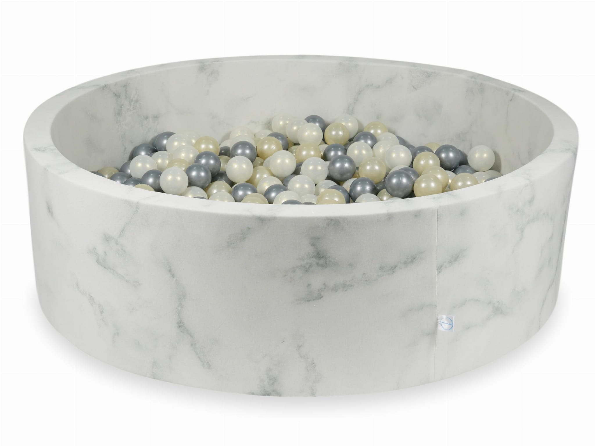 Kugelbad aus Marmor 130x40 mit 700 Kugeln (hellgold, silber, irisierend)