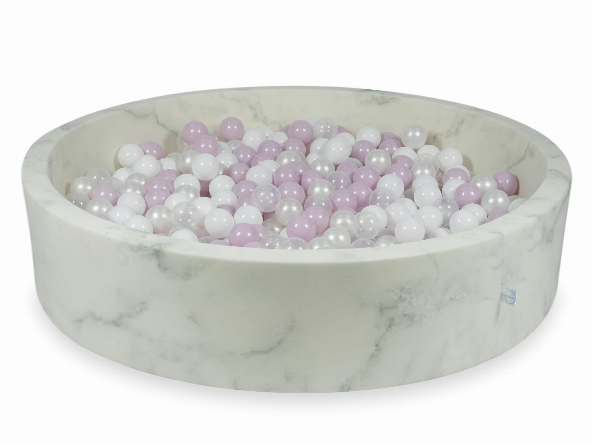 Bällebad aus Marmor, 130x30 m, mit 600 Bällen (hellrosa Perlmutt, weiß, transparent, Perlmutt)
