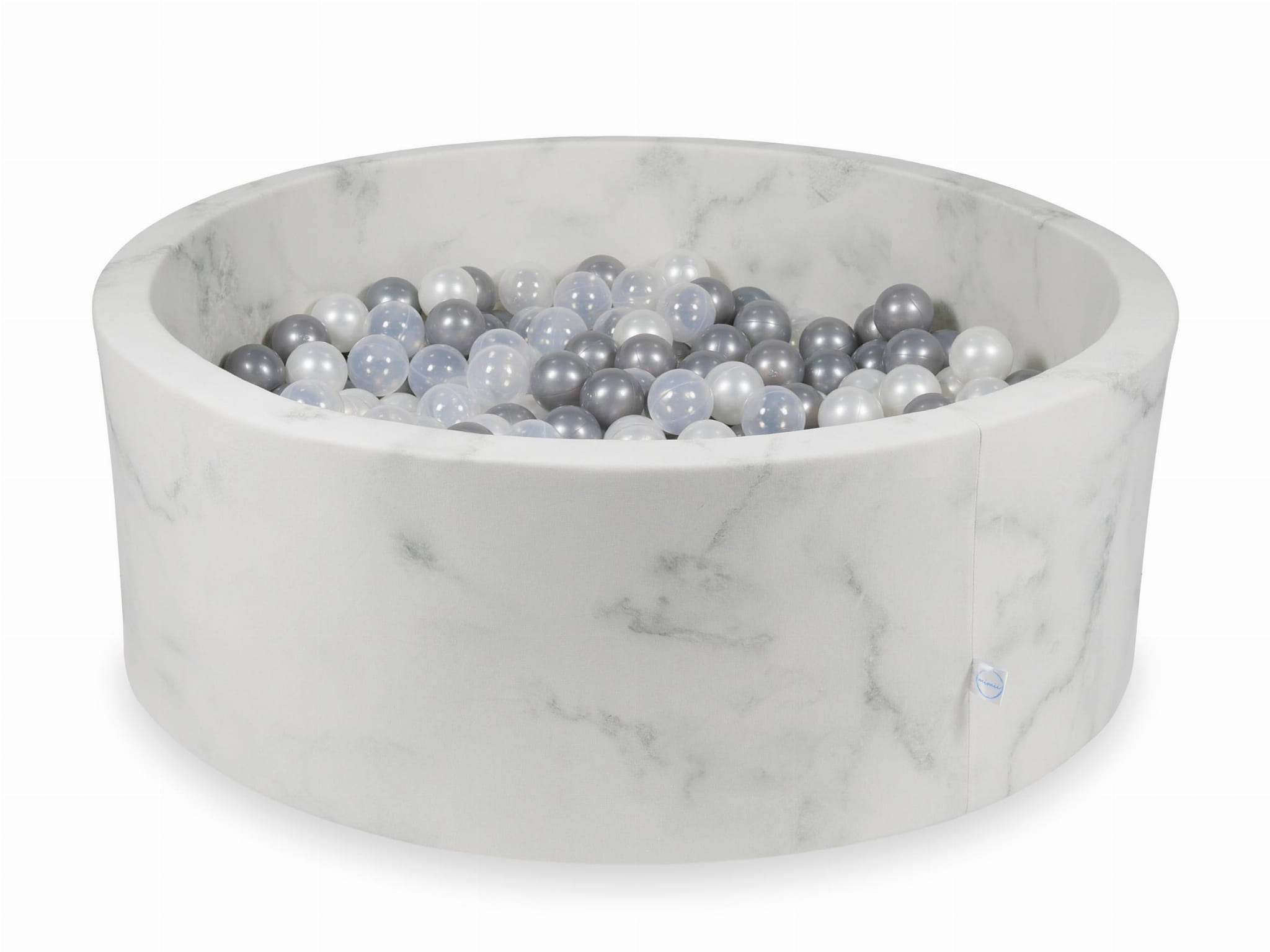 Kugelbad aus Marmor 110x40 mit 500 Kugeln (Perlmutt, transparent, silber)