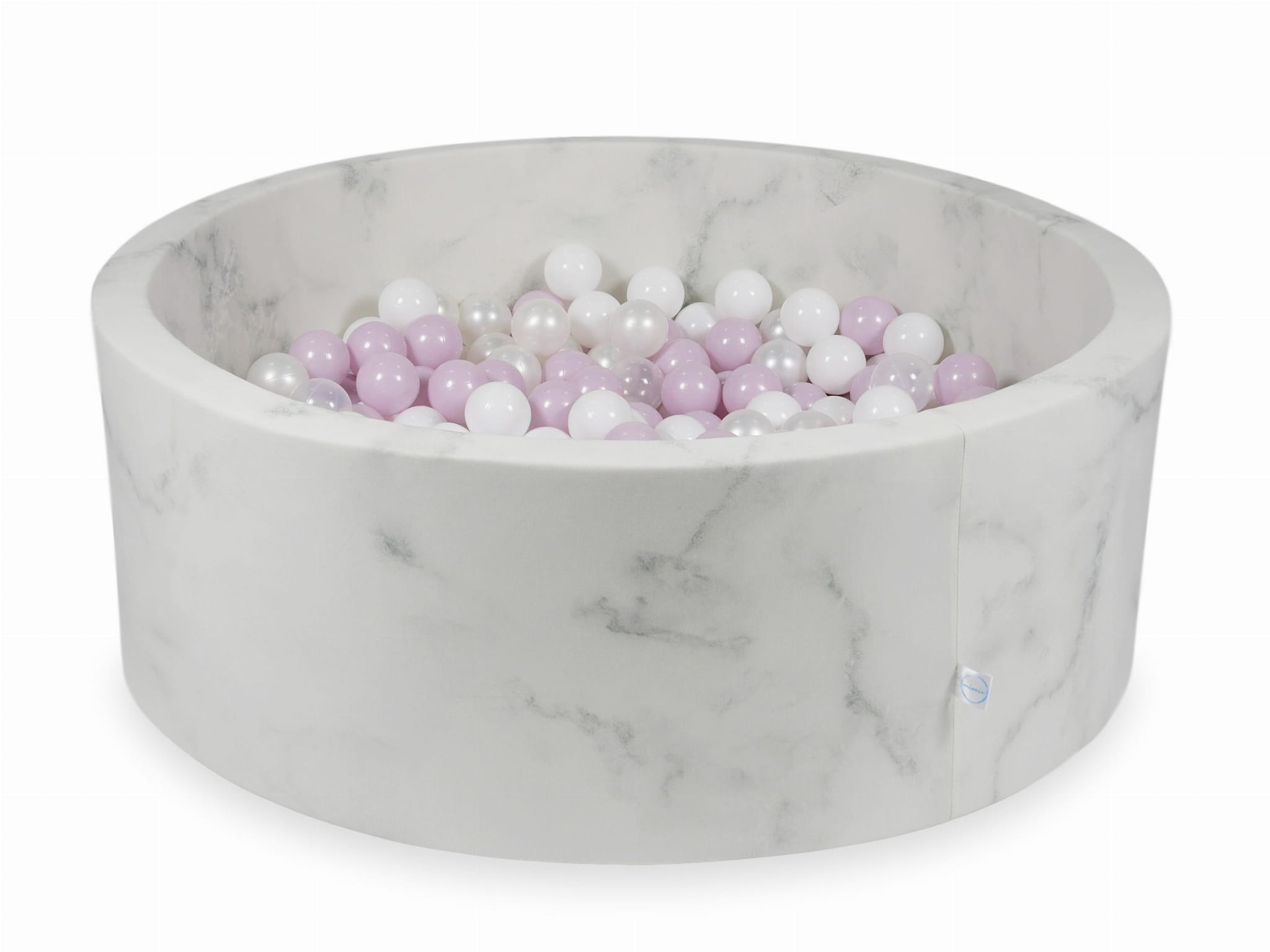 Bällebad aus Marmor, 110x40 cm, mit 500 Bällen (hellrosa Perlmutt, weiß, transparent, Perlmutt)