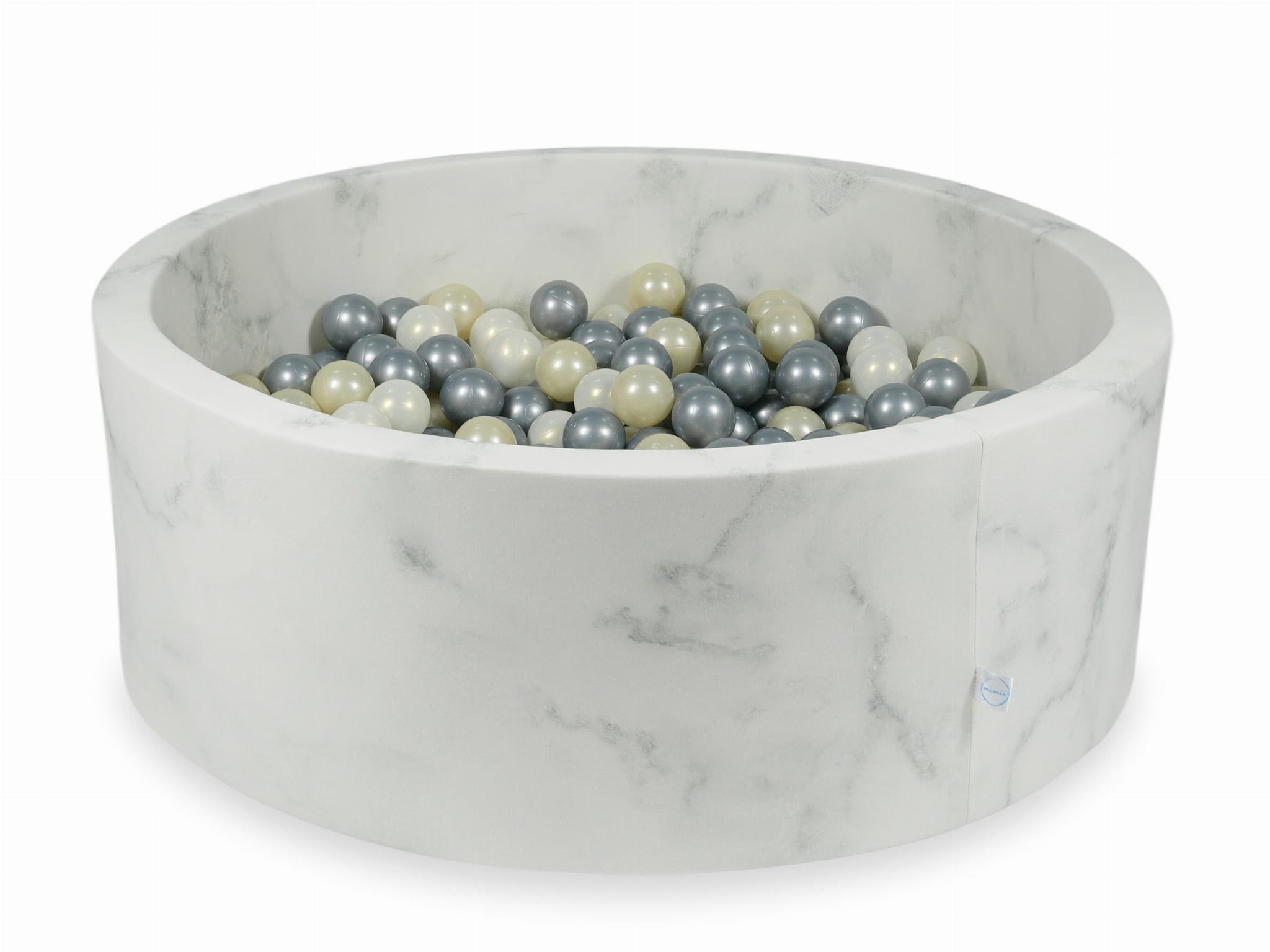 Kugelbad aus Marmor 110x40 mit 500 Kugeln (hellgold, silber, irisierend)