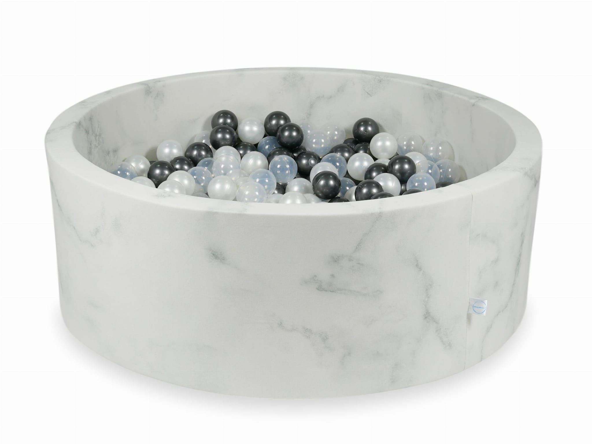 Kugelbad aus Marmor 110x40 mit 500 Kugeln (metallic Graphit, Perlmutt, transparent)
