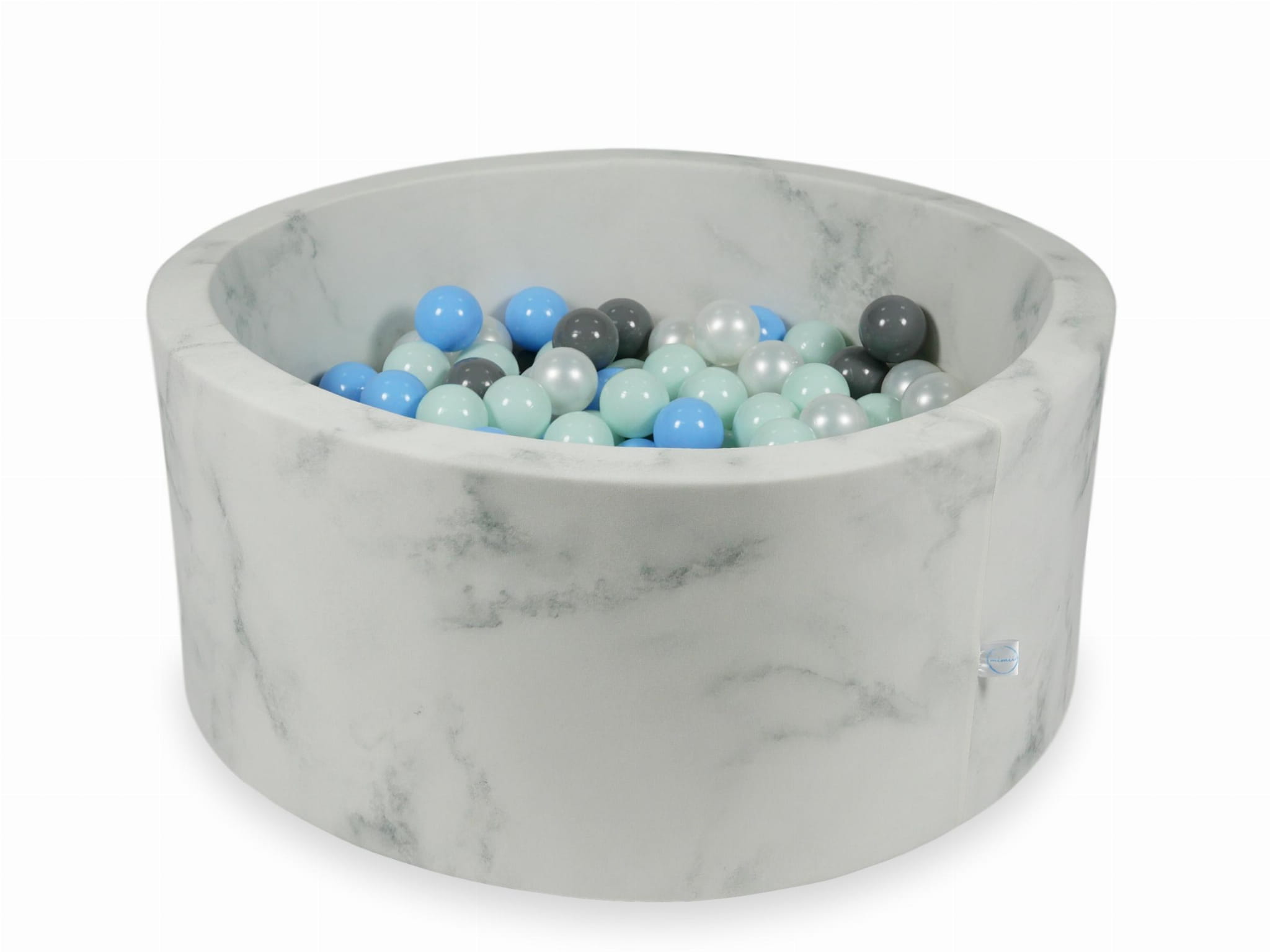 Kugelbad aus Marmor, 90x40 cm, mit 300 Kugeln (hellgrün, hellblau, grau, perlmuttfarben)