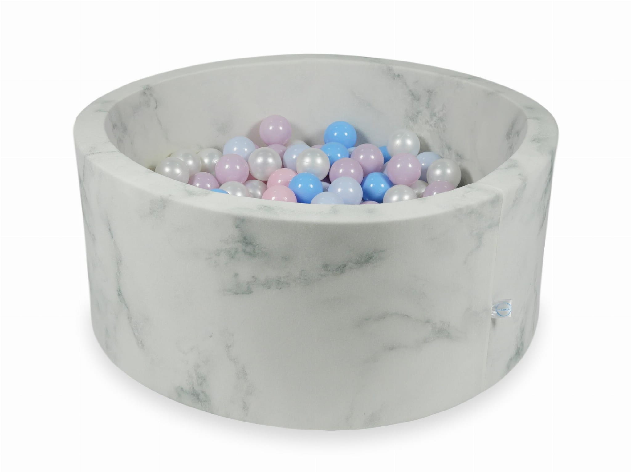Kugelbad aus Marmor (90x40) mit 300 Kugeln (hellrosa, hellrosa perlmuttfarben, hellblau perlmuttfarben, hellblau perlmuttfarben)