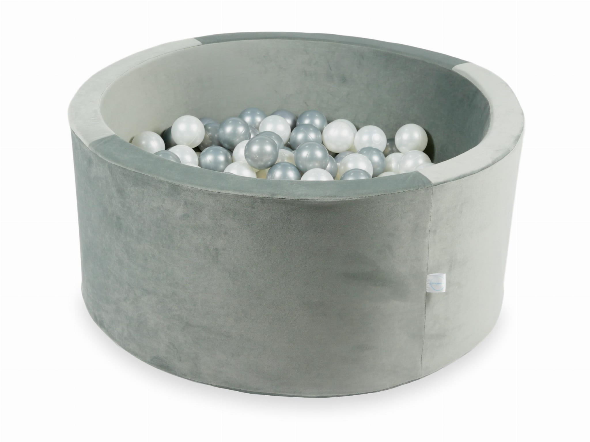 90x40 Samtgraues Bällebad mit 300 Bällen (Perlmutt, Silber)