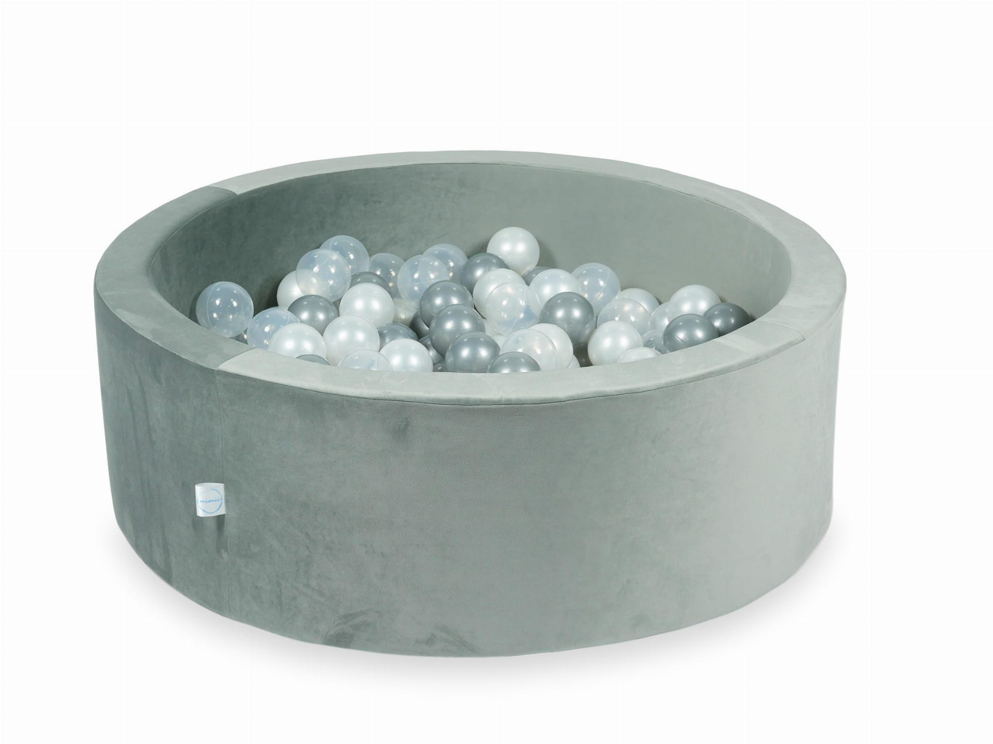 90x30 Samtgraues Bällebad mit 200 Bällen (Transparent, Perlmutt, Silber)