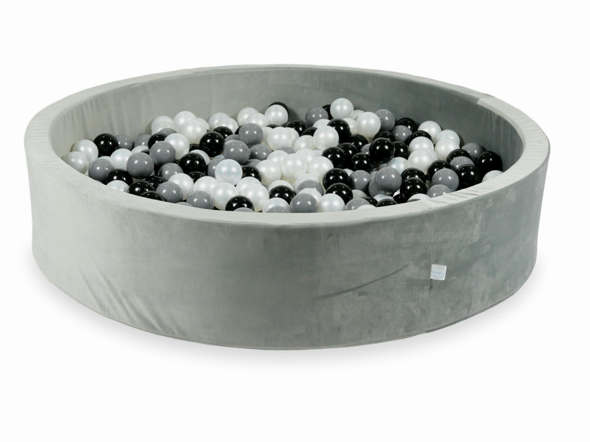 130x30 Samtgraues Bällebad mit 600 Bällen (Schwarz, Grau, Perlmutt)