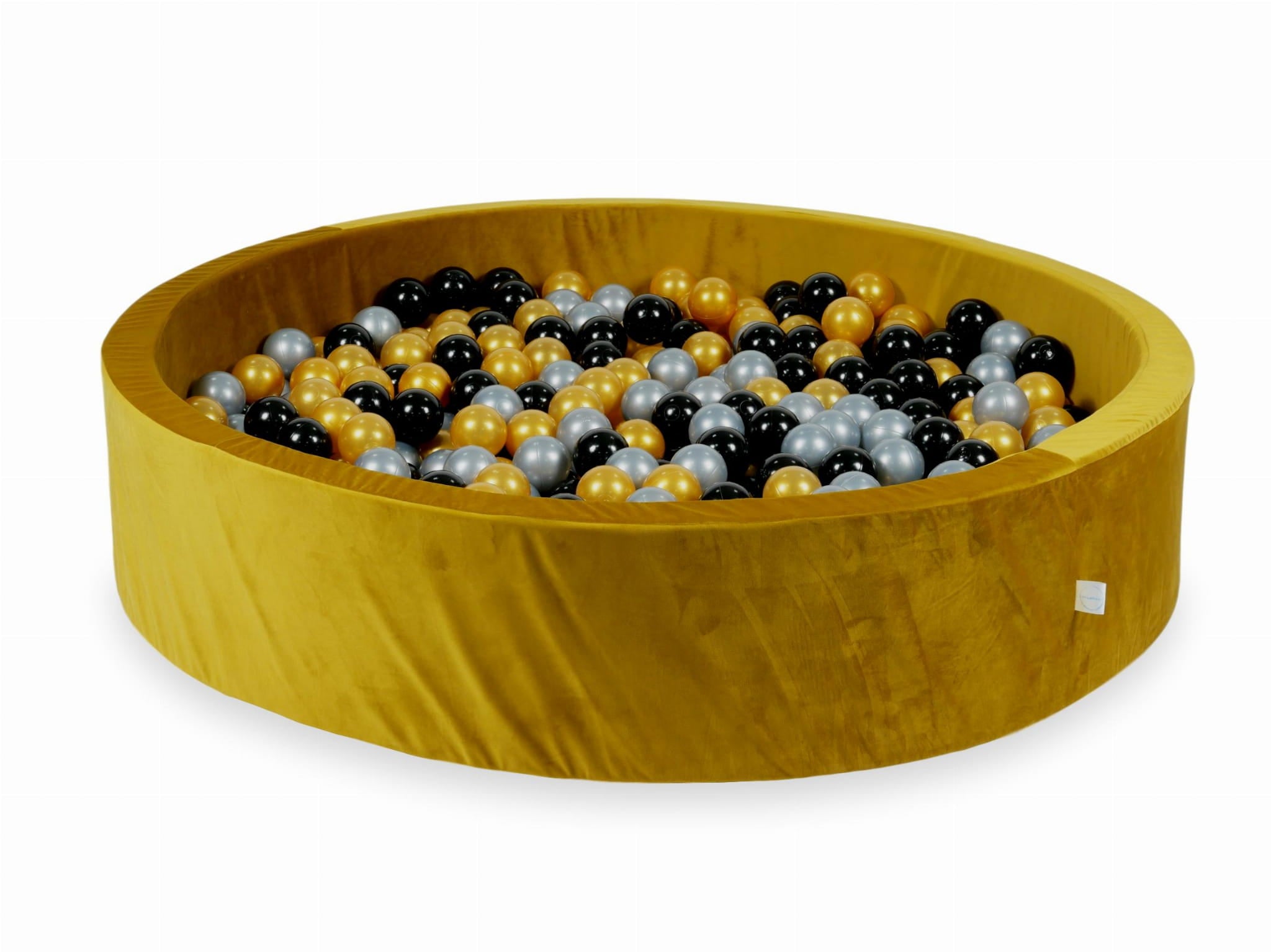 130x30 Samt-Gold-Bällebad mit 600 Bällen (Silber, Gold, Schwarz)