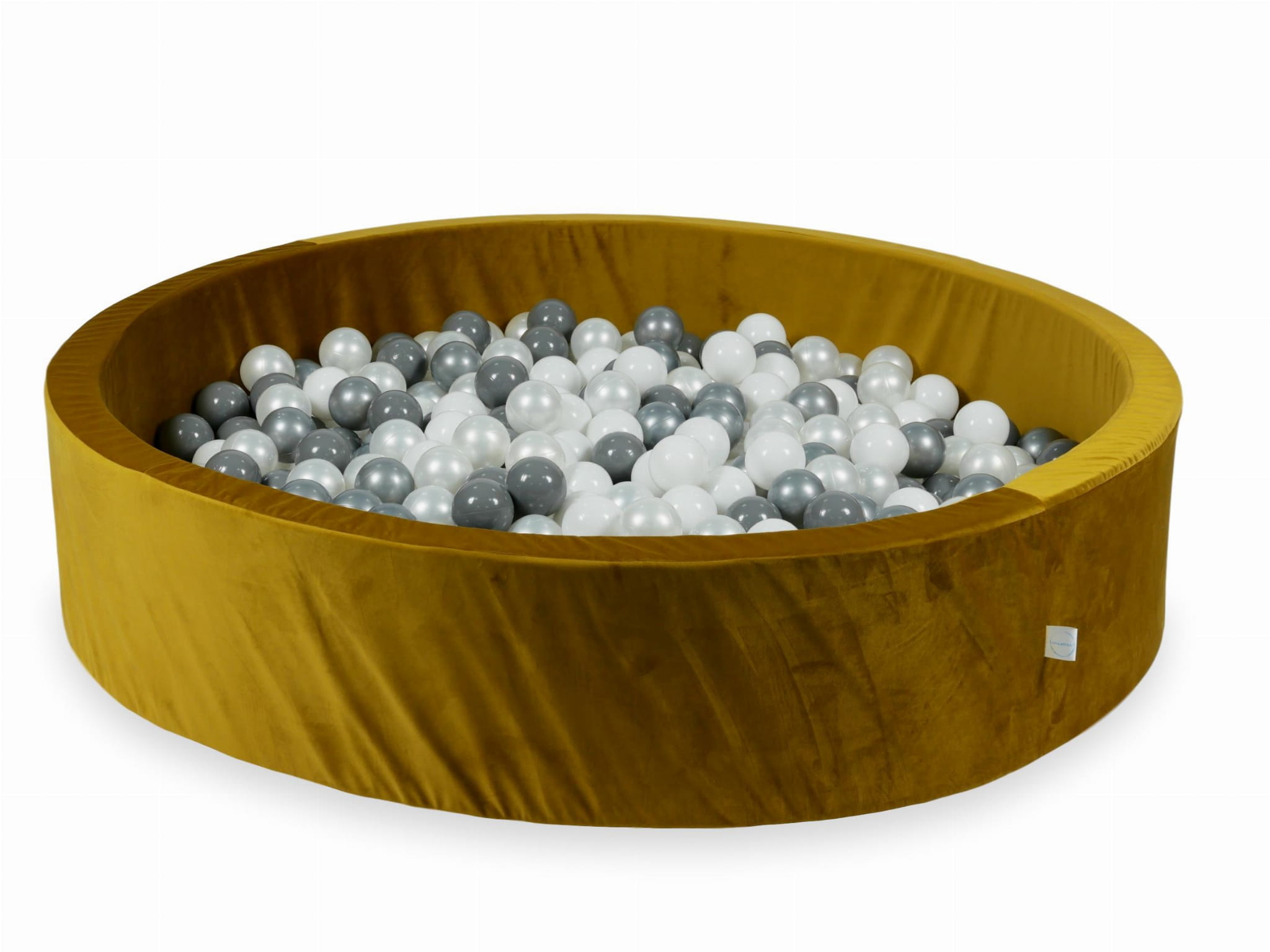 130x30 Samt-Gold-Bällebad mit 600 Bällen (Weiß, Silber, Perlmutt, Grau)