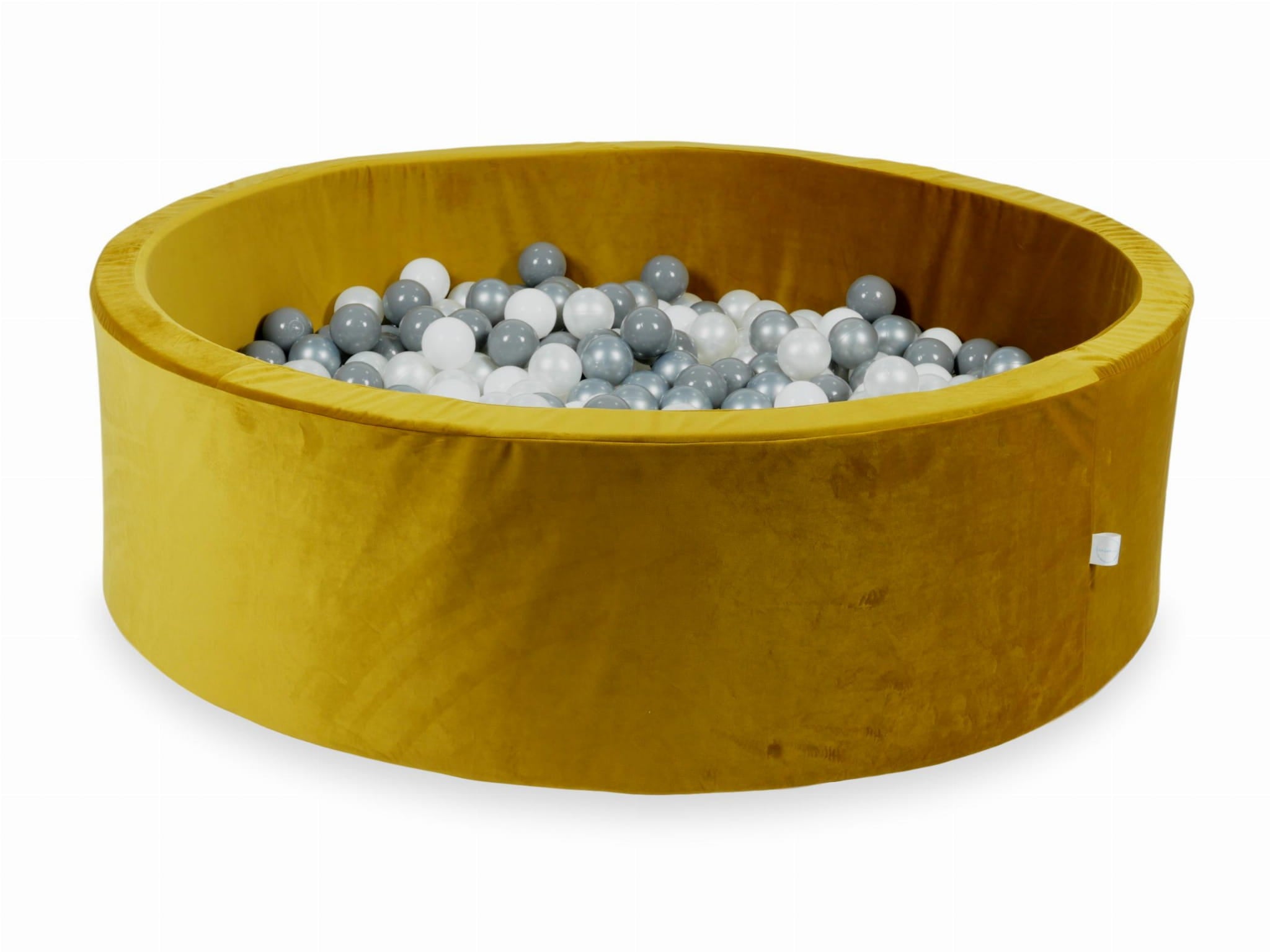 130x40 Samt-Gold-Bällebad mit 700 Bällen (Weiß, Silber, Perlmutt, Grau)