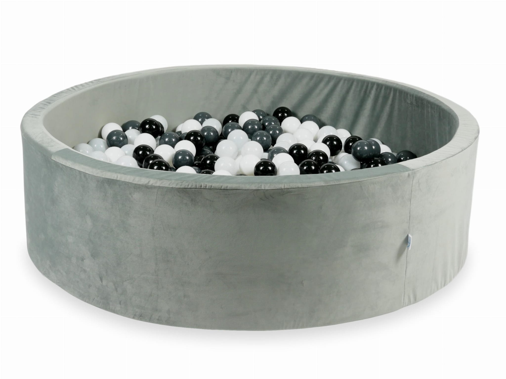 130x40 Samtgraues Bällebad mit 700 Bällen (transparent, weiß, perlmuttfarben, hellrosa, roségolden)