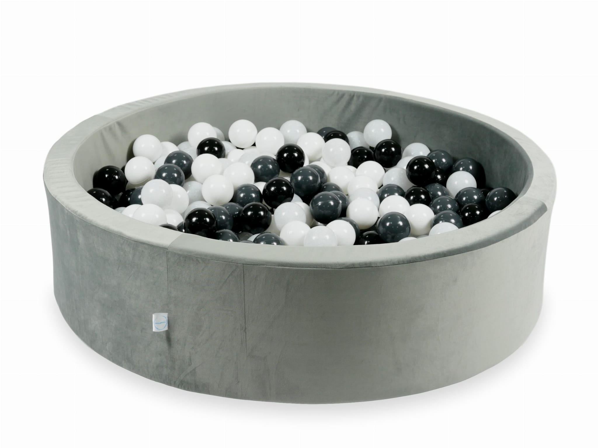 110x30 Samtgraues Bällebad mit 400 Bällen (transparent, weiß, perlmuttfarben, hellrosa, roségolden)