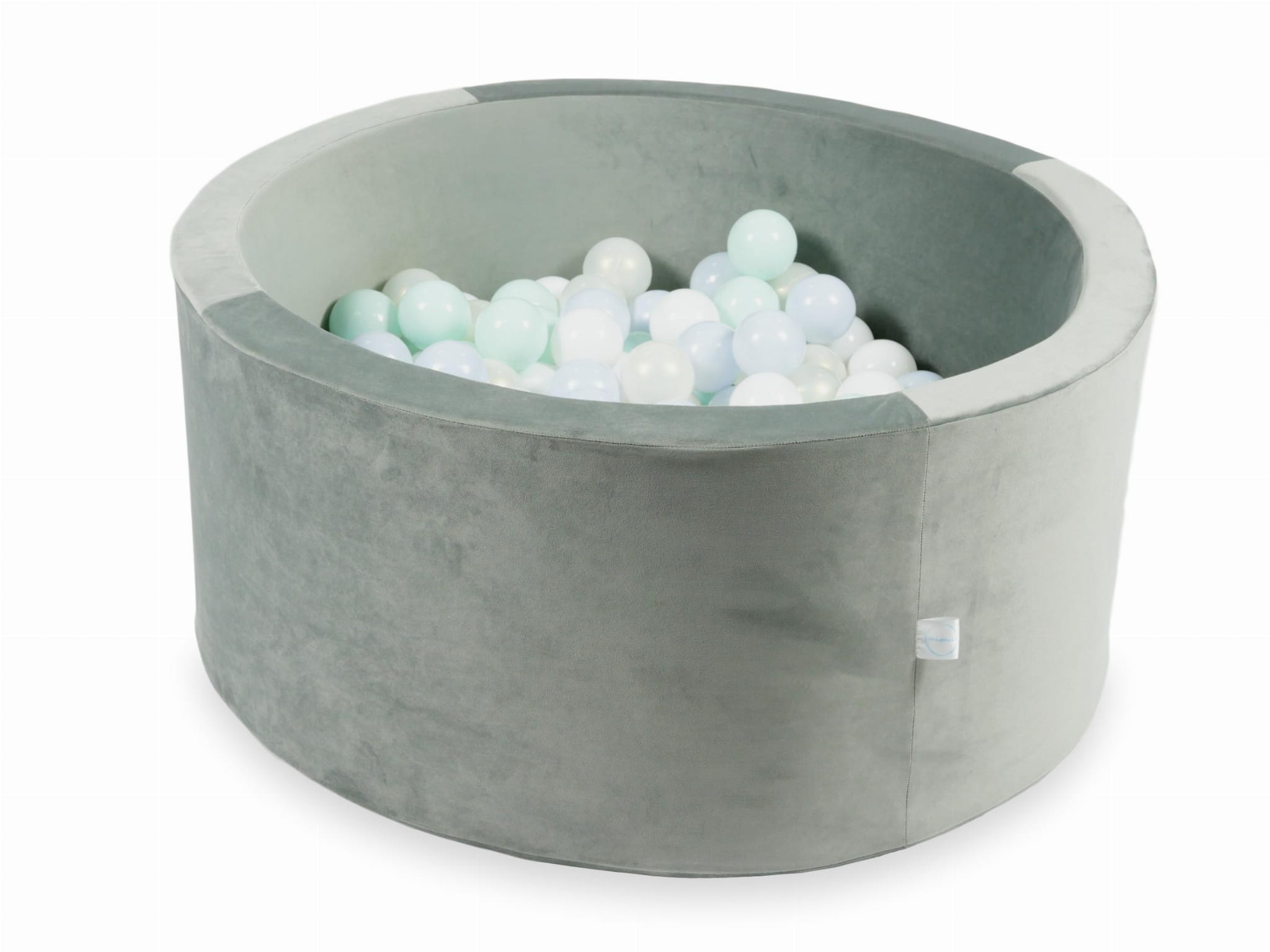 90x40 Samtgraues Bällebad mit 300 Bällen (Hellperlblau, Hellmint, Schimmernd, Weiß)
